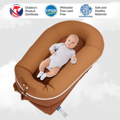 LOVE MAGE deluxe lounger shows adjustable length for growing babies.