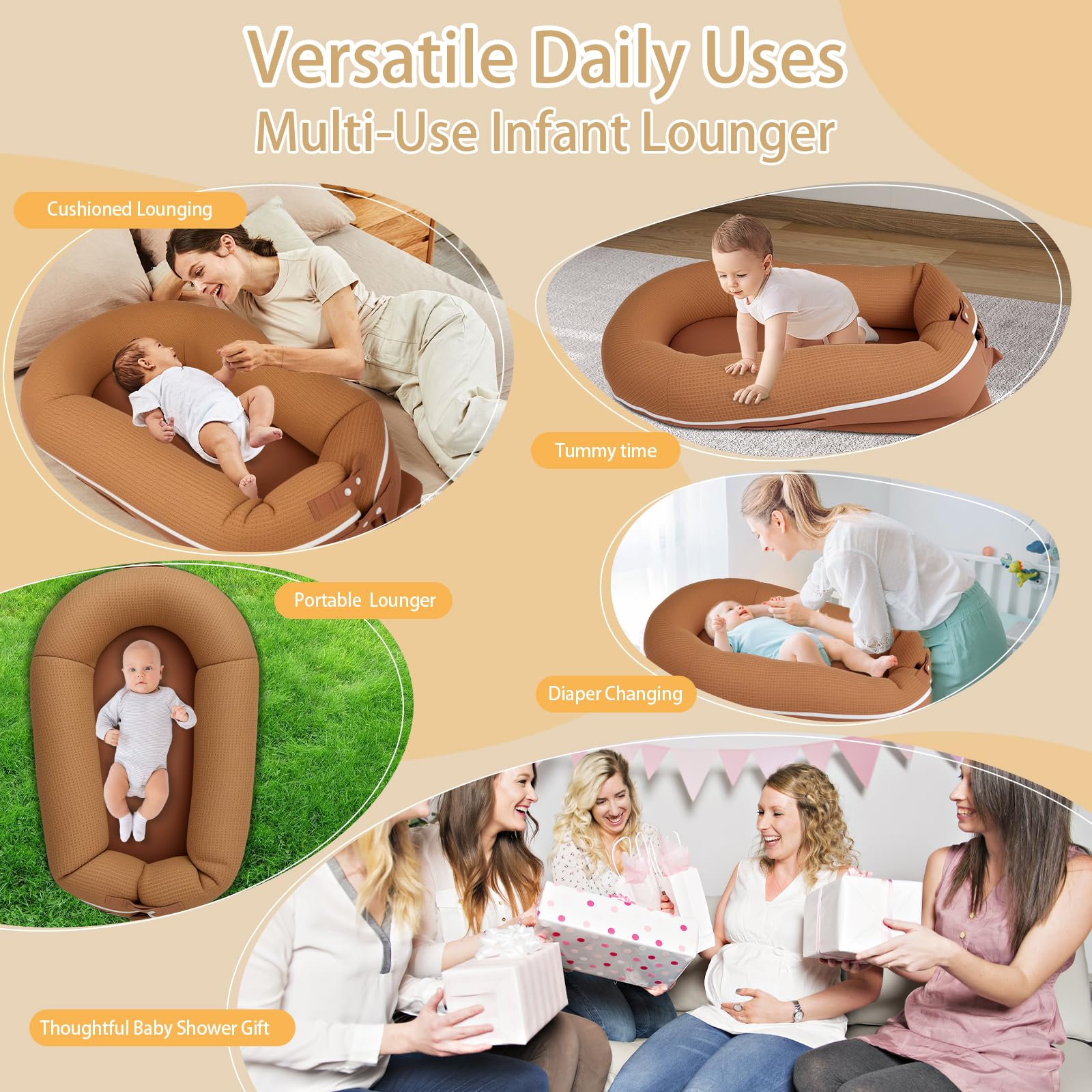 LOVE MAGE lounger with handles highlights travel-friendly portability.