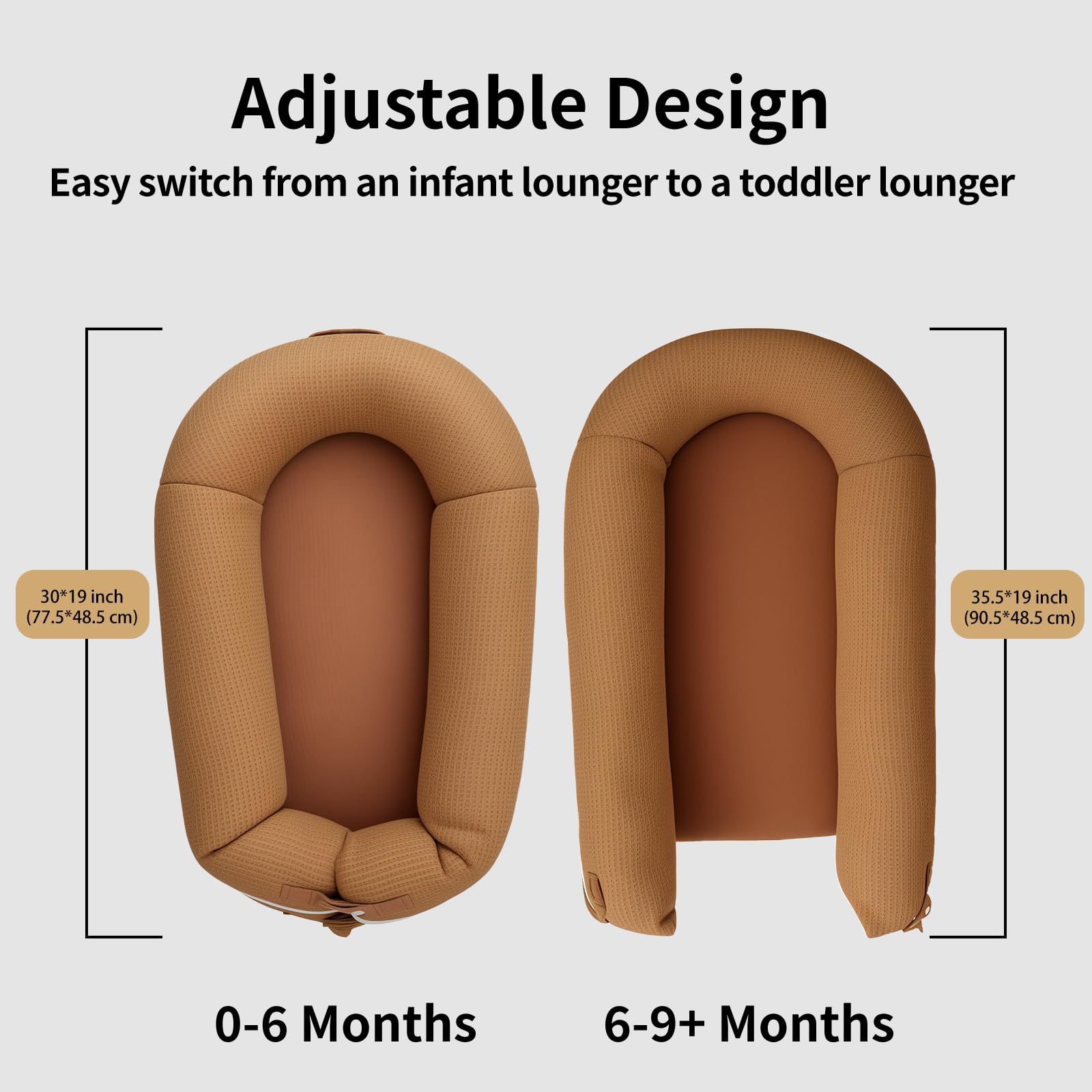 LOVE MAGE newborn lounger is lightweight at four pounds for easy moving.