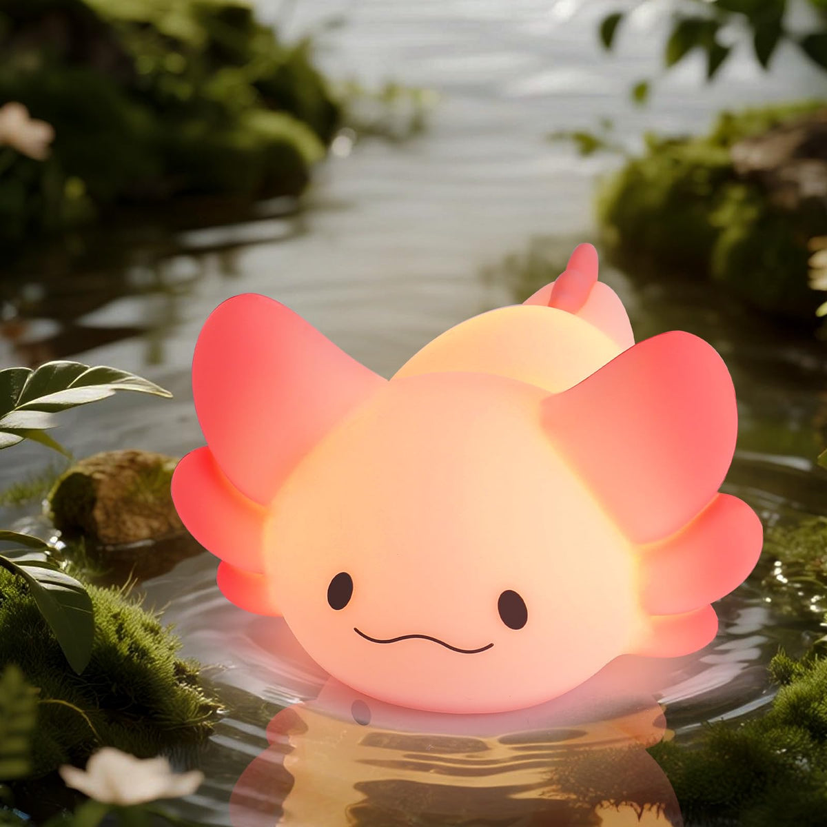 LOVERUIS Axolotl Night Light glows warm colors for comforting bedtimes.