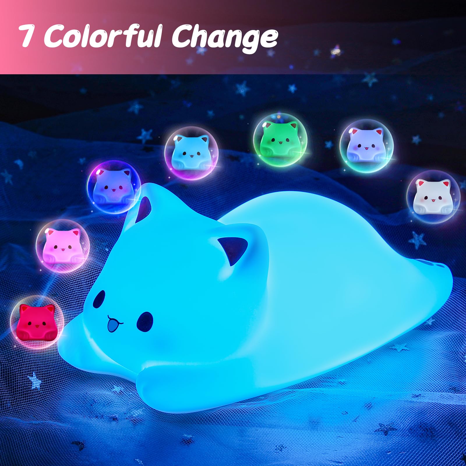 LOVERUIS Kiki cat night light aids diaper changes with a soft glow.