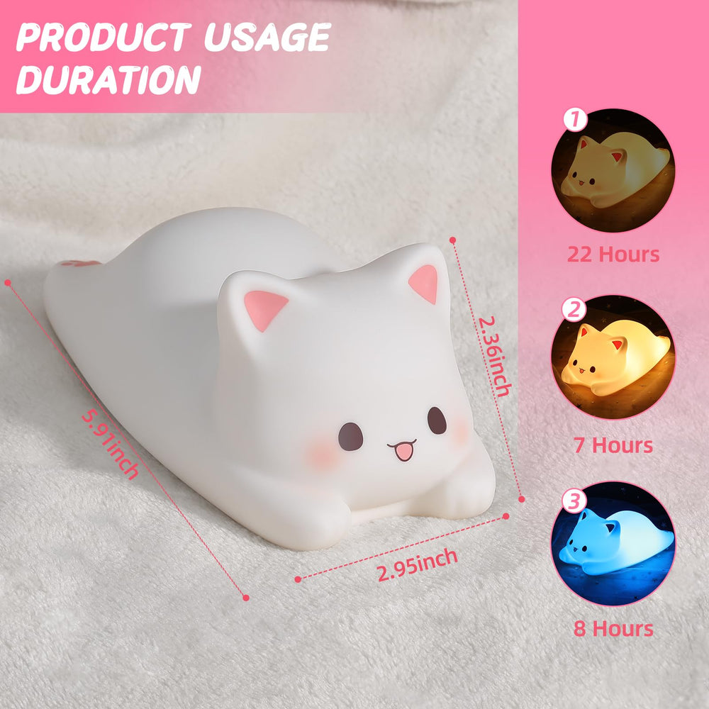 LOVERUIS Kiki cat night light adds whimsical decor to a kid's room.