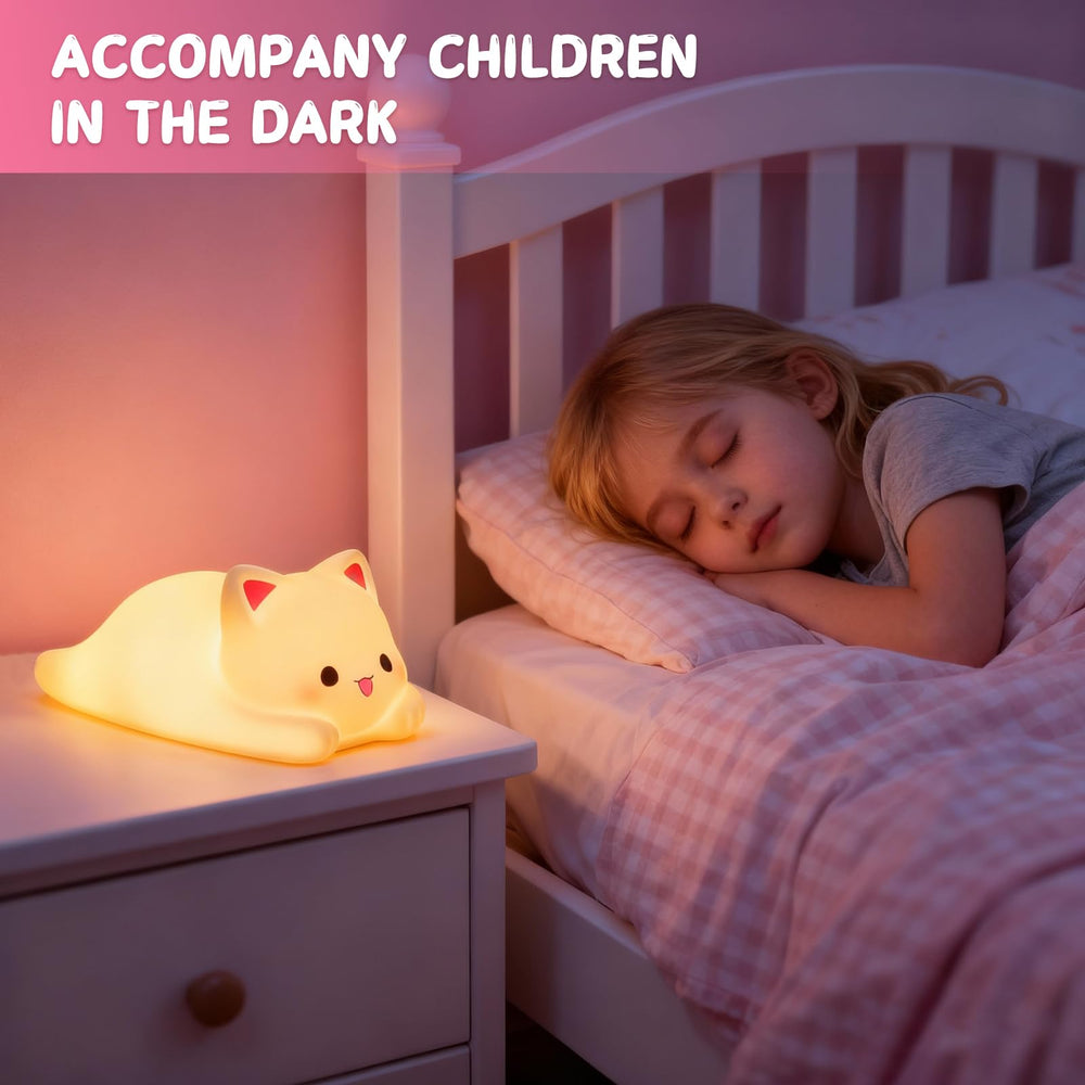 LOVERUIS Kiki cat night light uses soft silicone for safe use by kids.