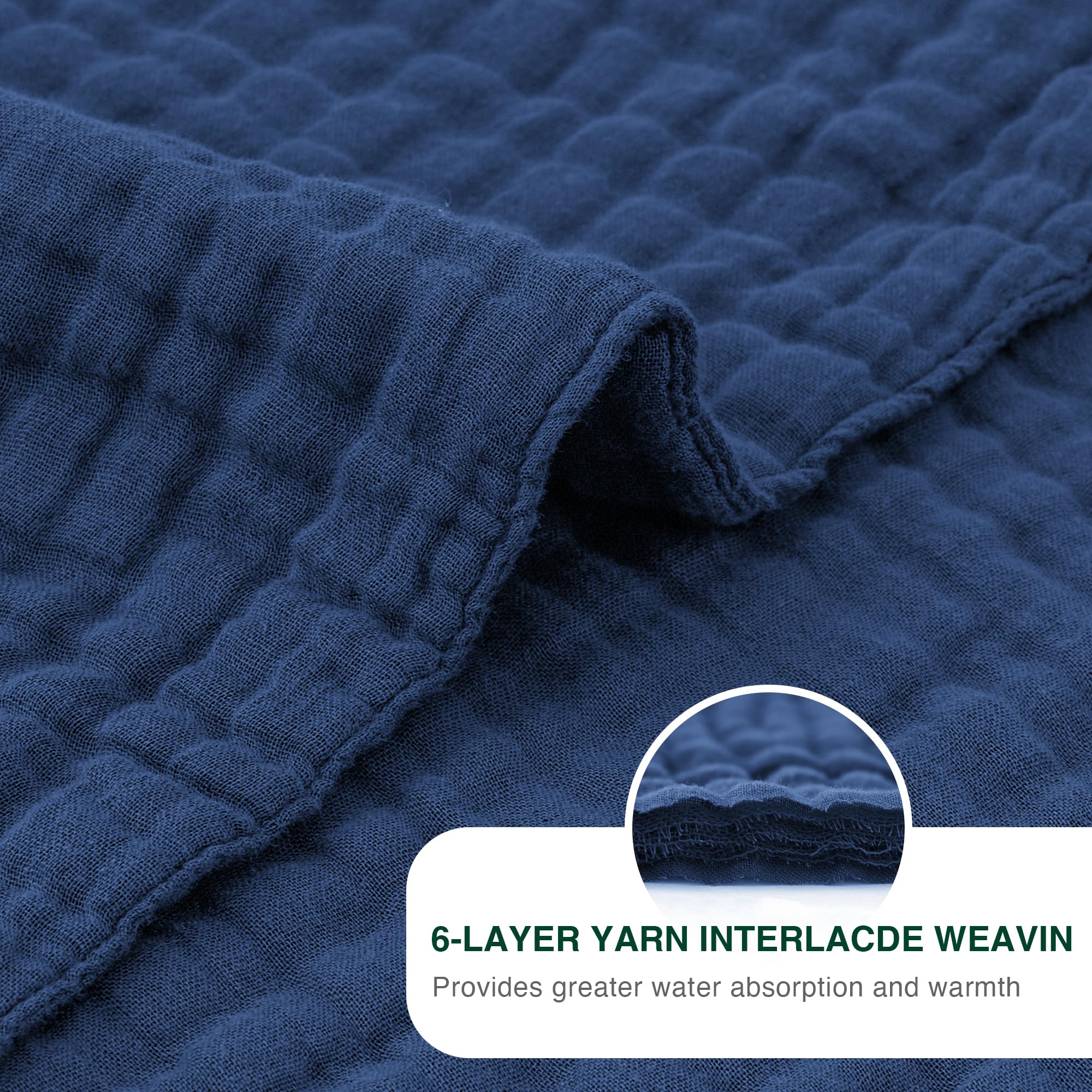 Love's cabin muslin blanket dark blue folded demonstrates versatile color option