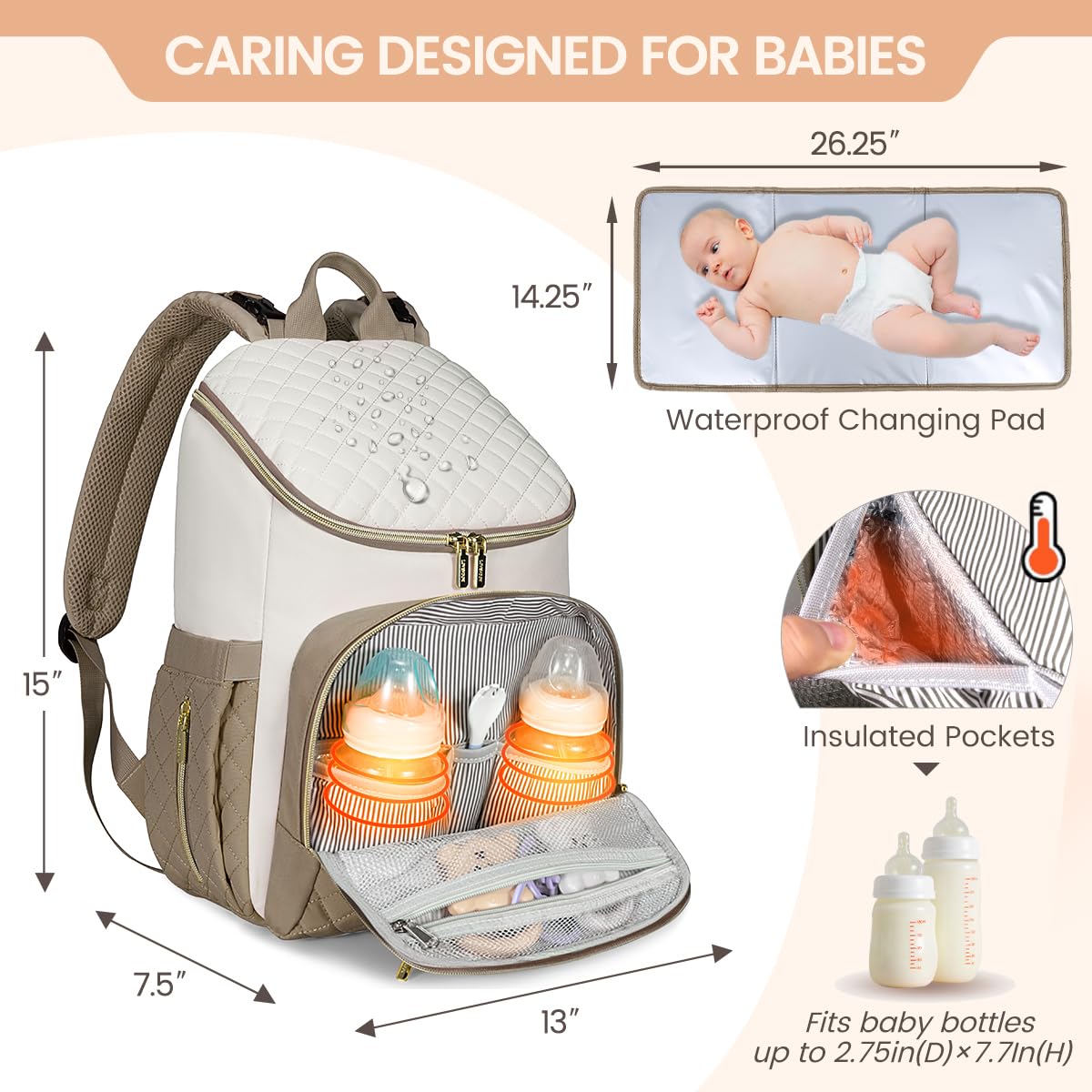 LOVEVOOK diaper backpack waterproof changing pad for clean diaper changes on the go