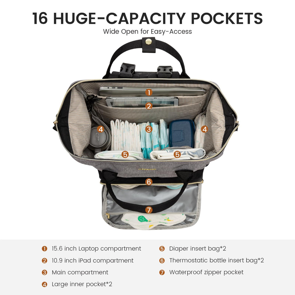 LOVEVOOK diaper bag backpack insulated bottle pockets maintain feeds at the right temperature.