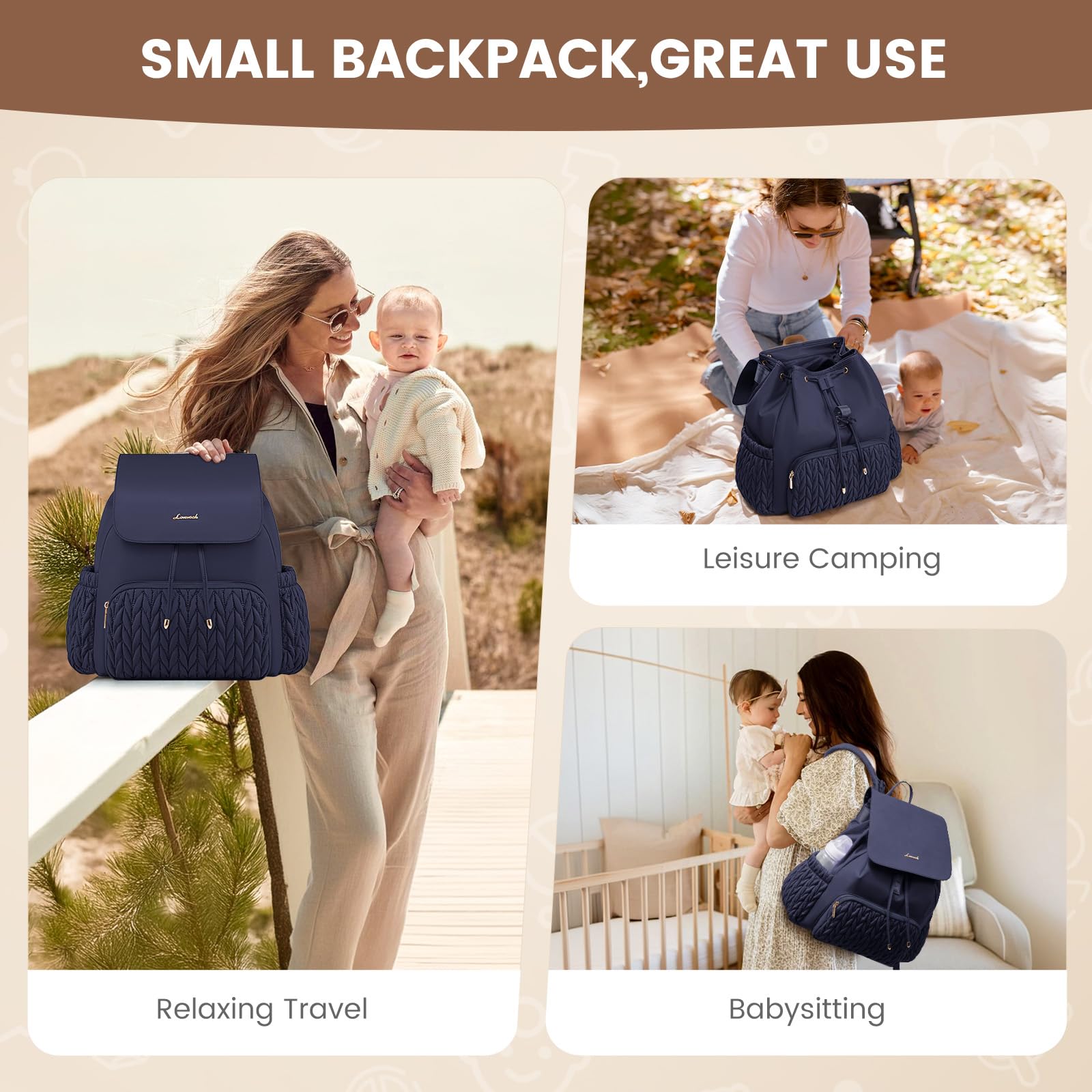 LOVEVOOK diaper bag backpack insulated bottle pockets for on-the-go feeding.