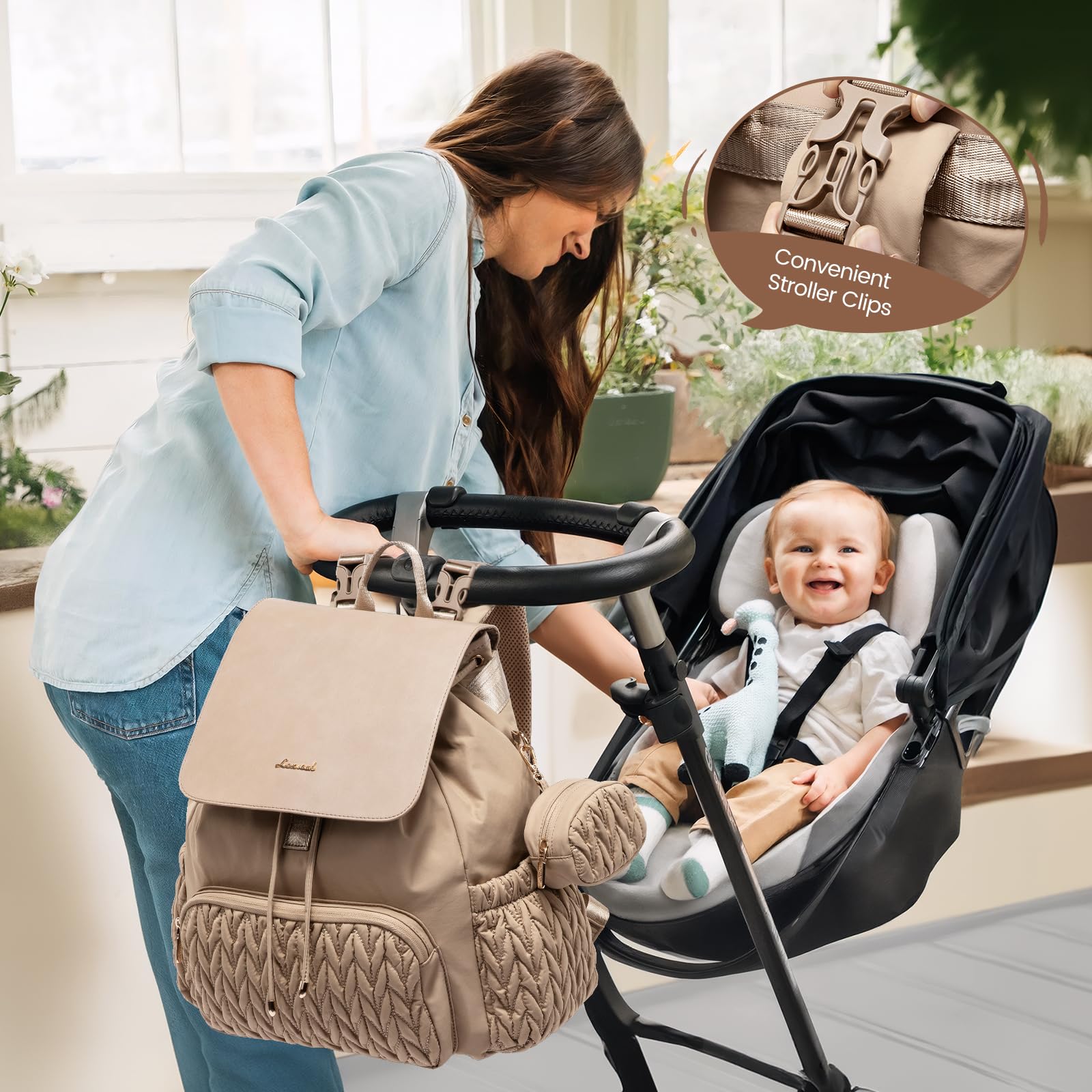 LOVEVOOK diaper bag backpack lightweight design for long wear.