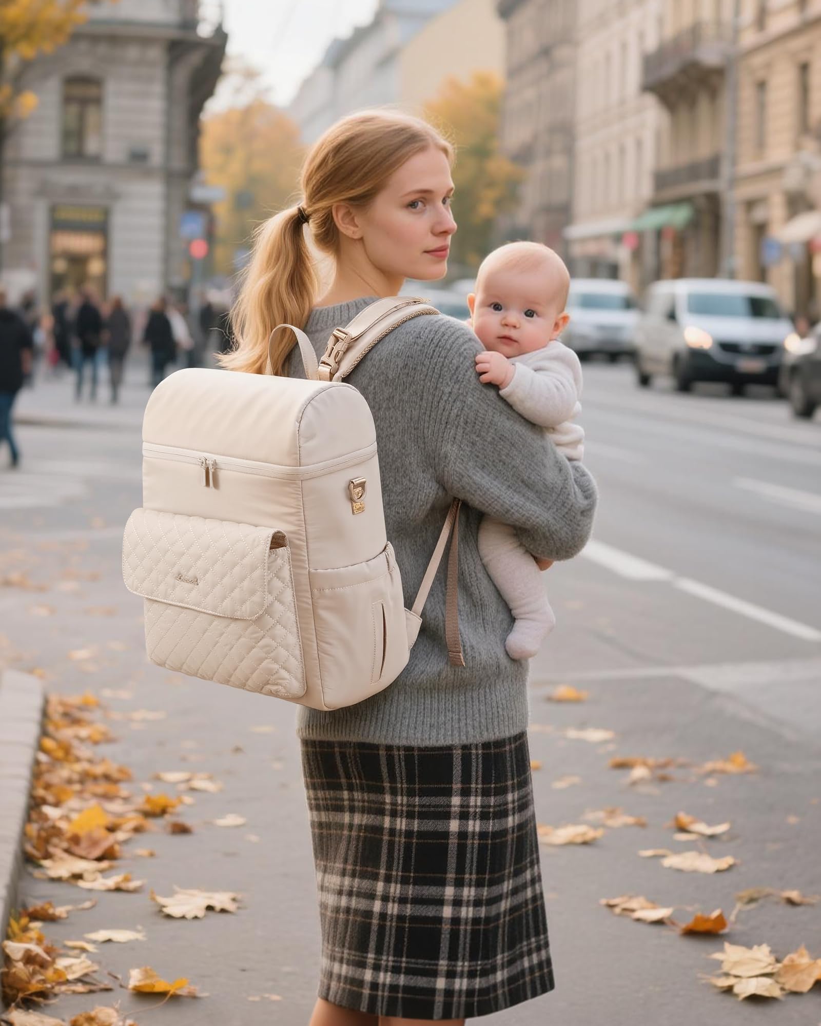 LOVEVOOK diaper bag backpack stroller buckles for hands-free strolling
