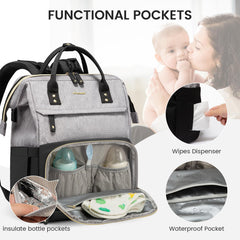 LOVEVOOK diaper bag backpack wet pocket keeps belongings dry during outings.