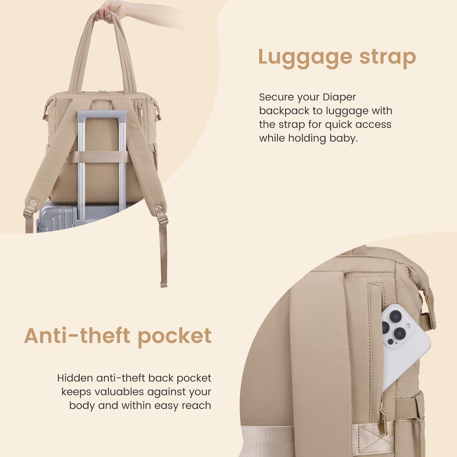 LOVEVOOK detachable pacifier case and folding changing pad support hygiene on the go.
