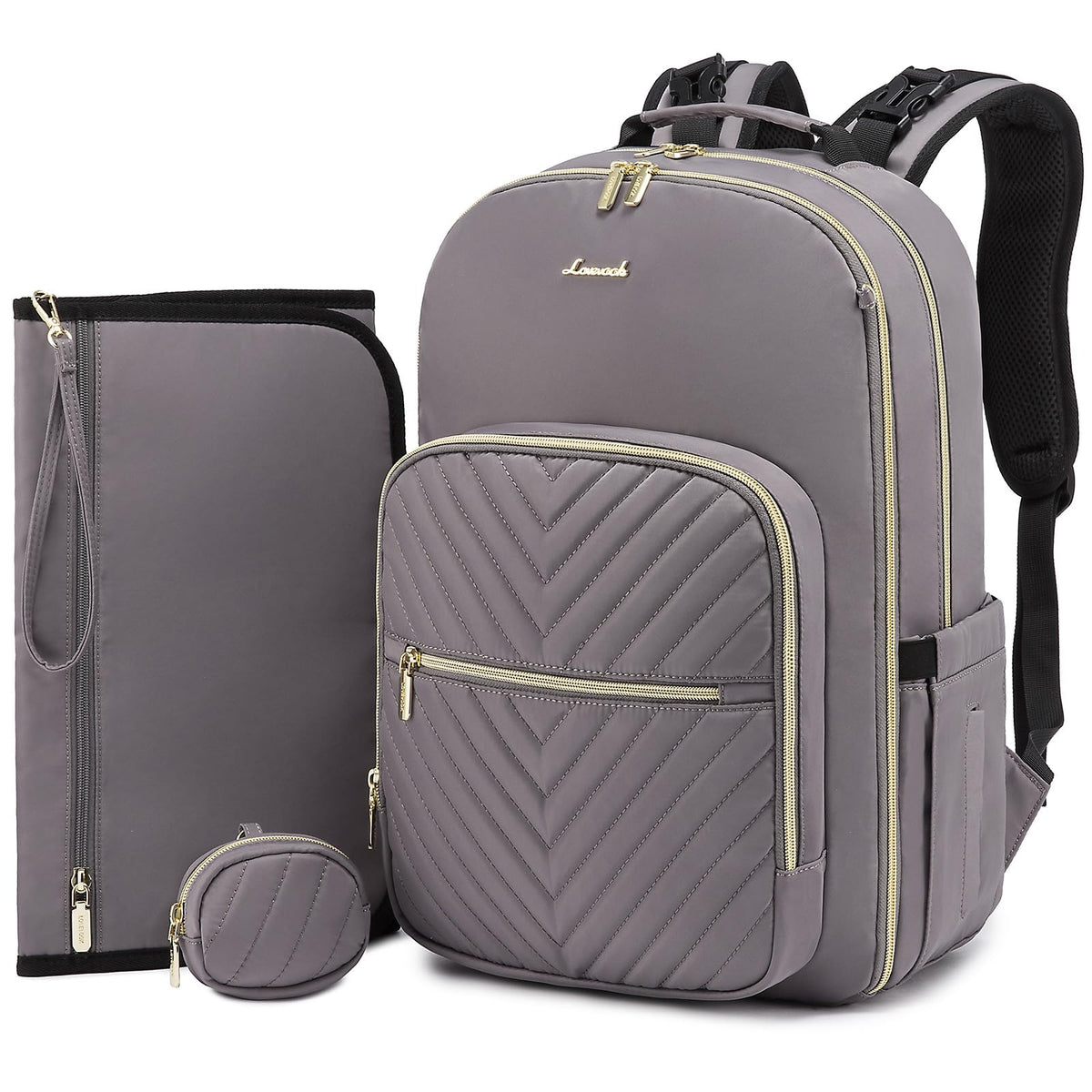 LOVEVOOK diaper bag front view shows spacious pockets for quick baby essentials.