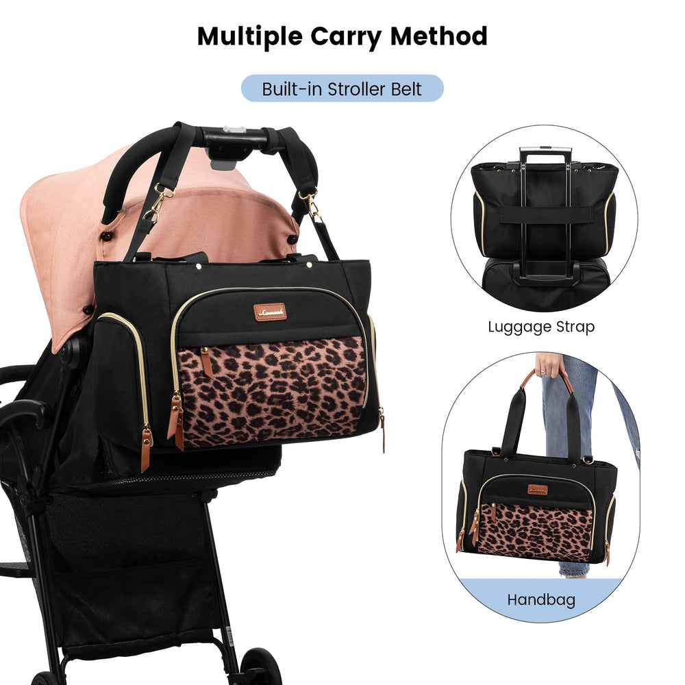 LOVEVOOK diaper bag converts from shoulder to crossbody for versatile carrying.