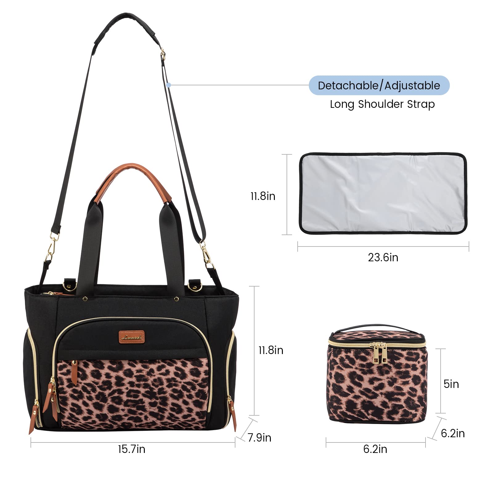 LOVEVOOK diaper bag with stroller hooks supports hands-free travel.
