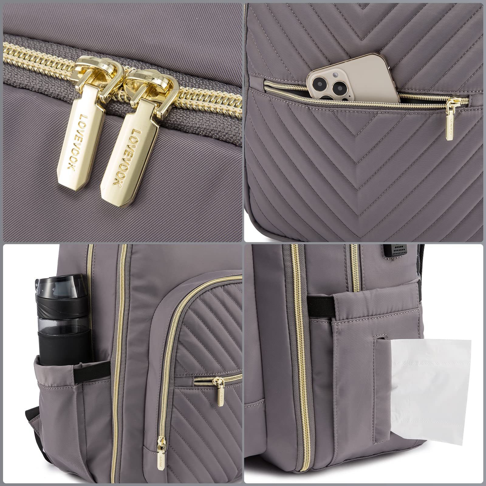 LOVEVOOK diaper bag stroller straps provide hands-free convenience.
