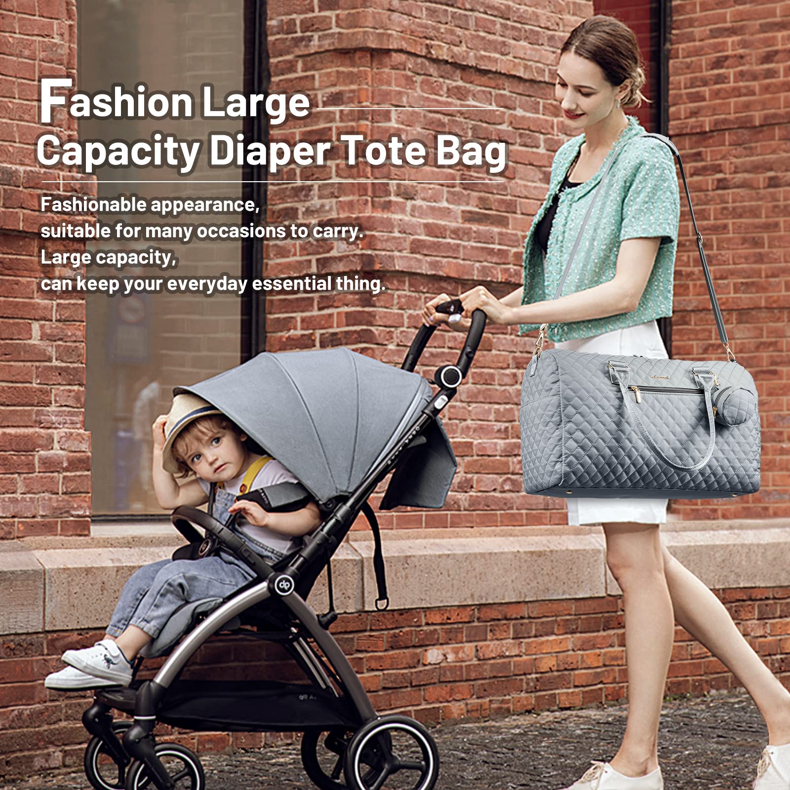 LOVEVOOK diaper bag tote changing pad for on-the-spot diaper changes