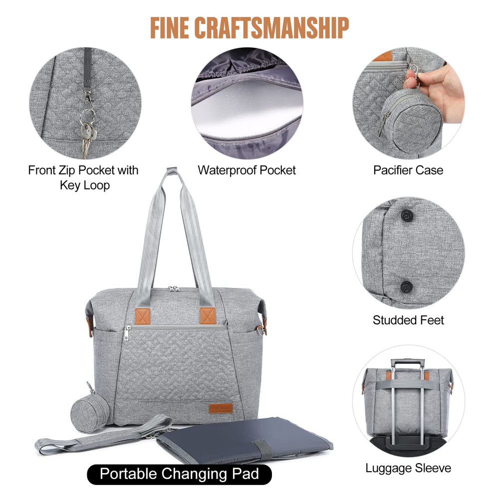 LOVEVOOK Diaper Bag Tote changing pad included for comfortable diaper changes.