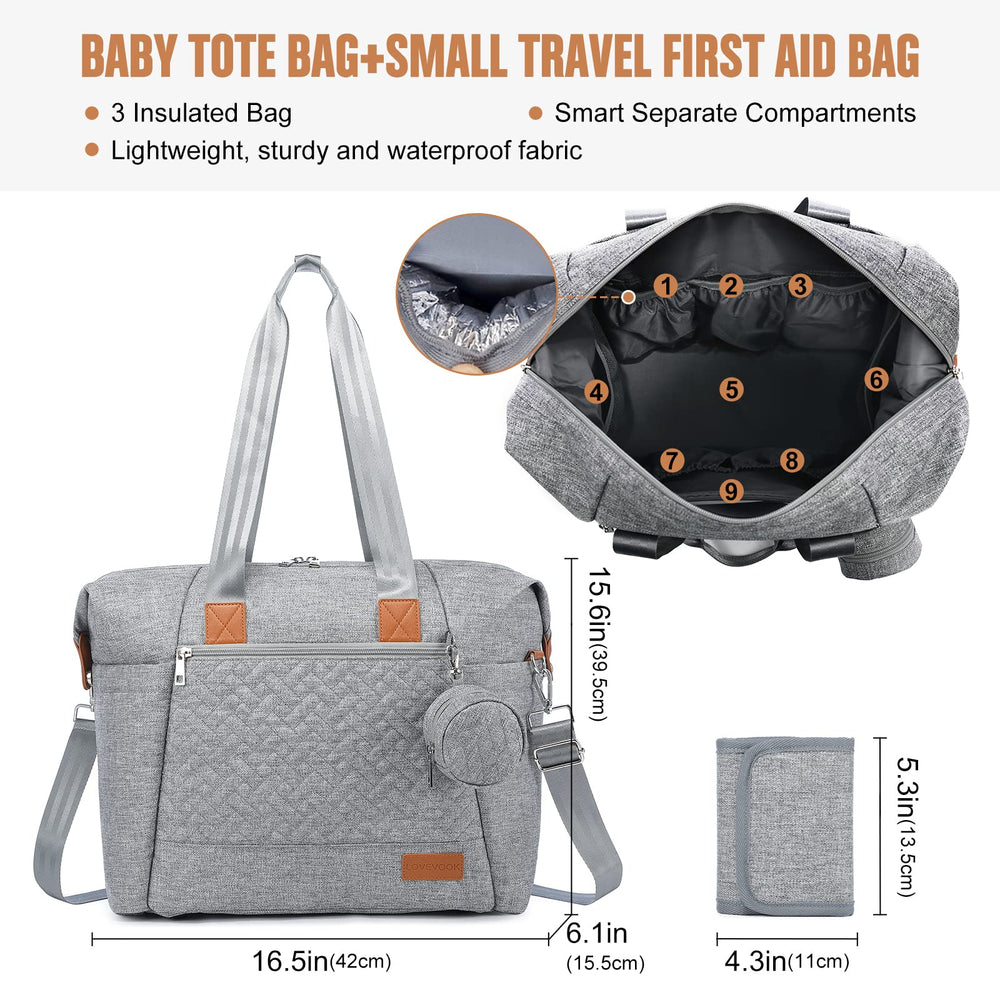 LOVEVOOK Diaper Bag Tote with first aid kit bag keeps essentials organized.