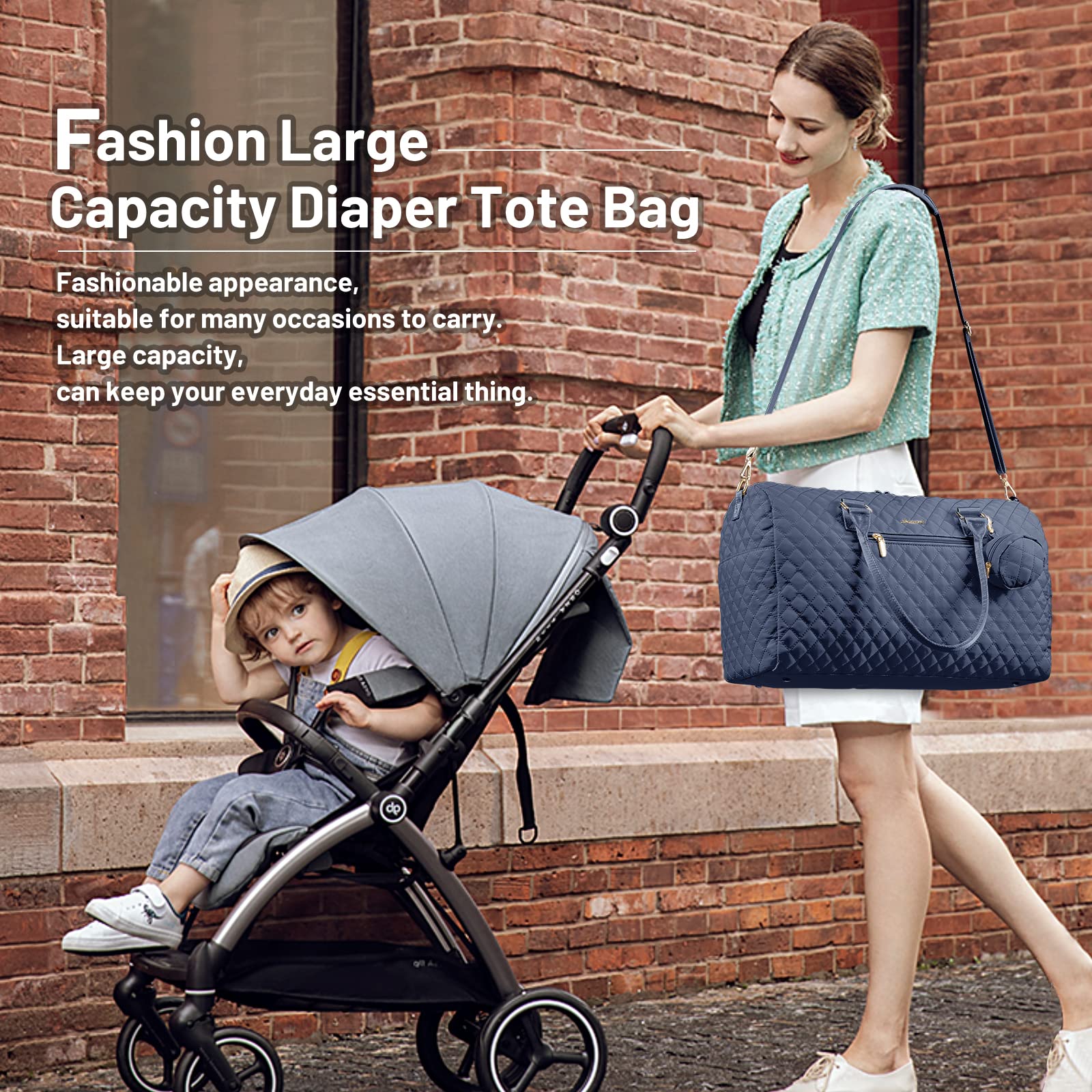 LOVEVOOK diaper bag tote front pocket for quick-access items on the go