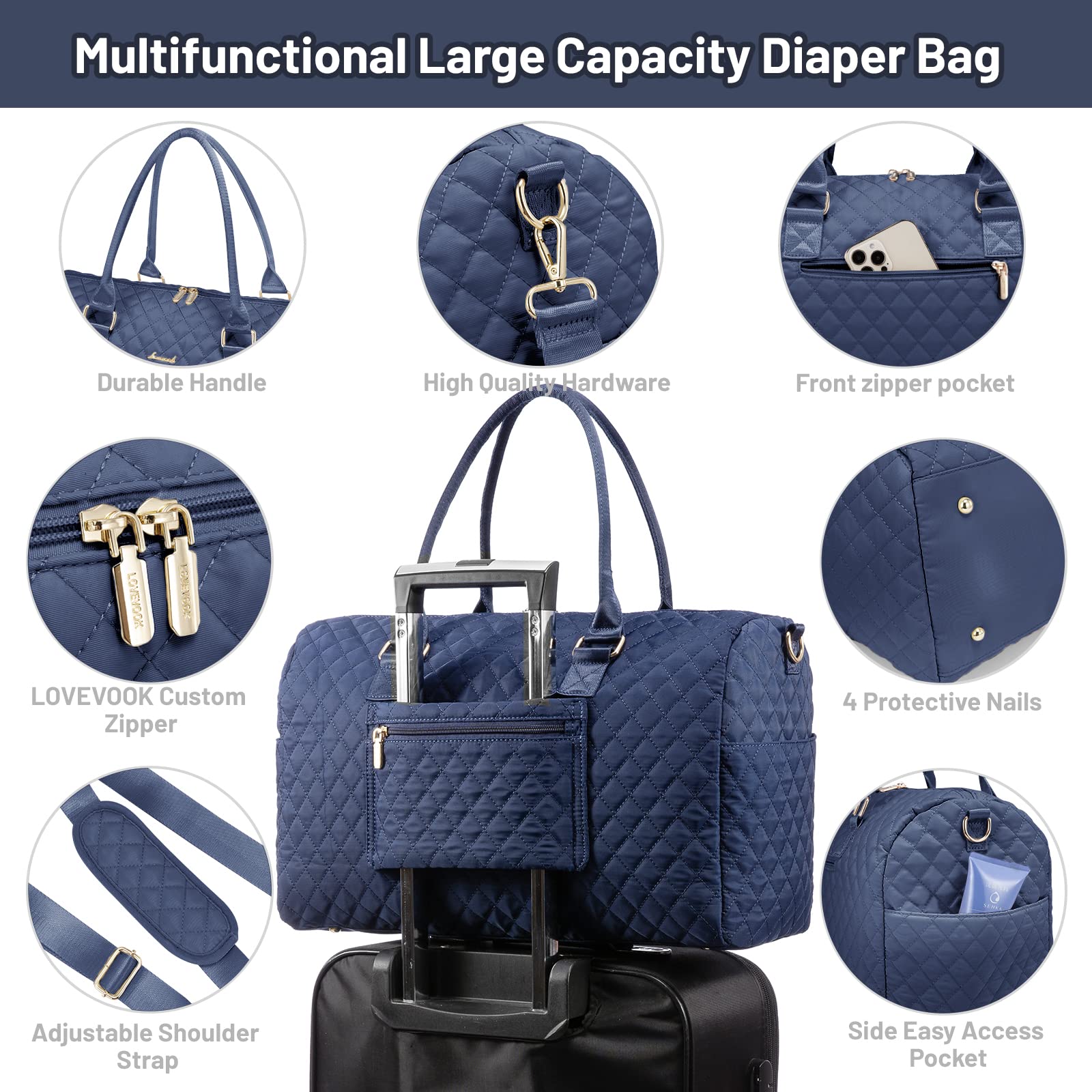 LOVEVOOK diaper bag tote wet pocket protects damp items during outings