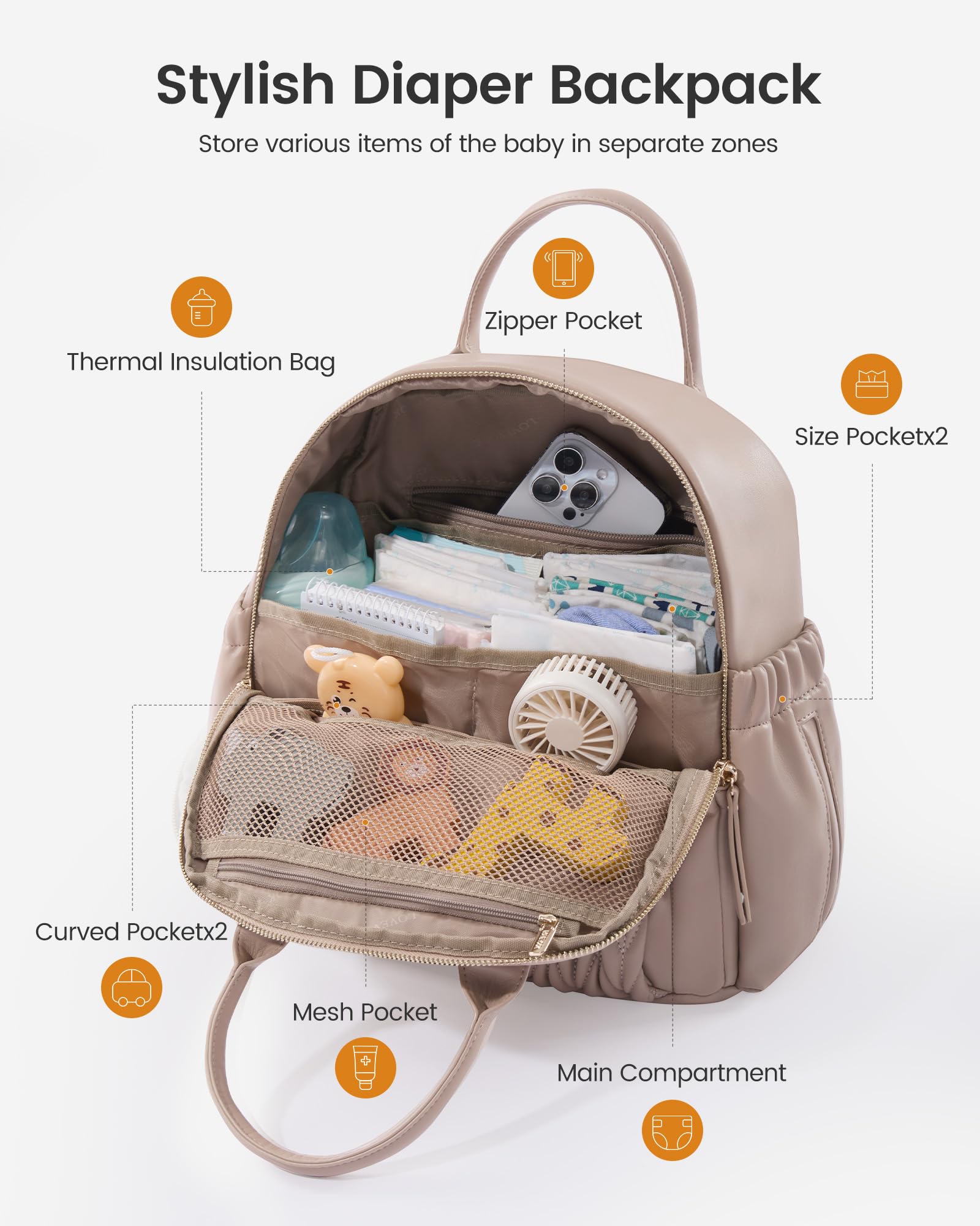 LOVEVOOK diaper bag waterproof leather material protects essentials in wet weather