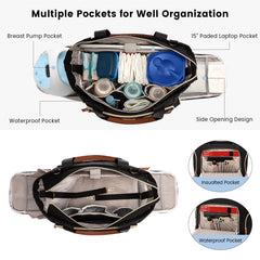 LOVEVOOK diaper tote front pockets organize baby essentials efficiently.