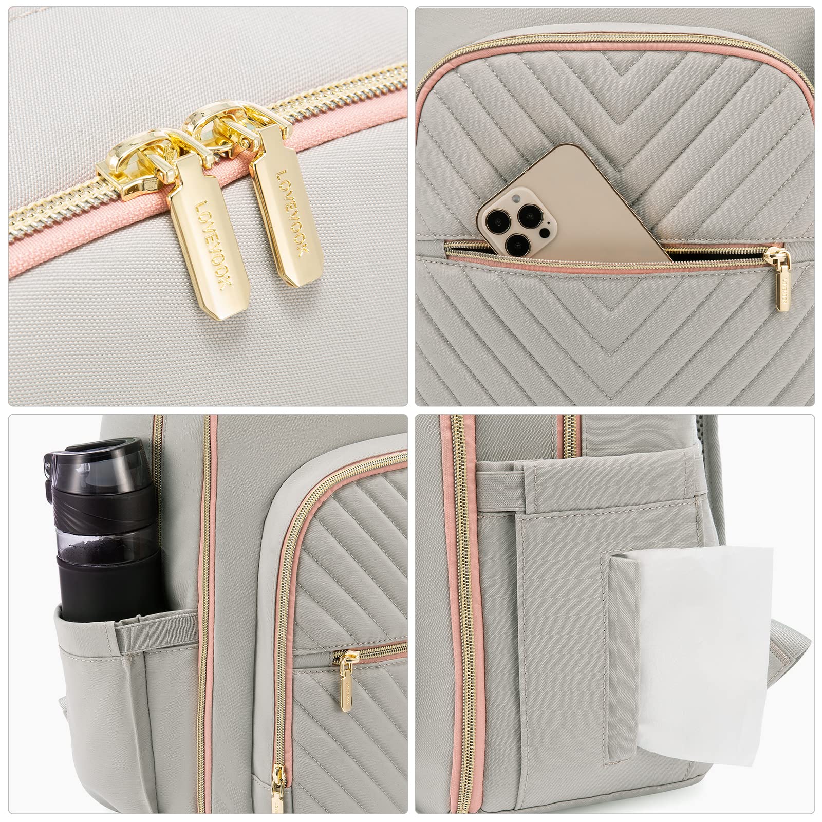 LOVEVOOK diaper bag laptop pocket supports work devices during travel
