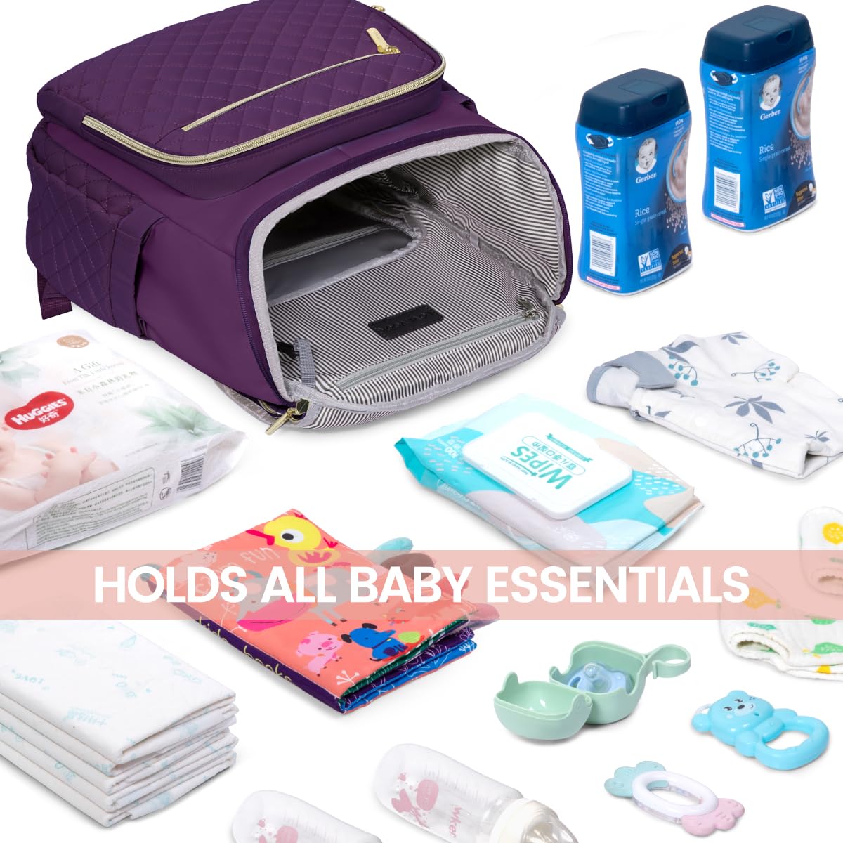 LOVEVOOK 18-pocket-organization keeps baby items neatly sorted on trips.