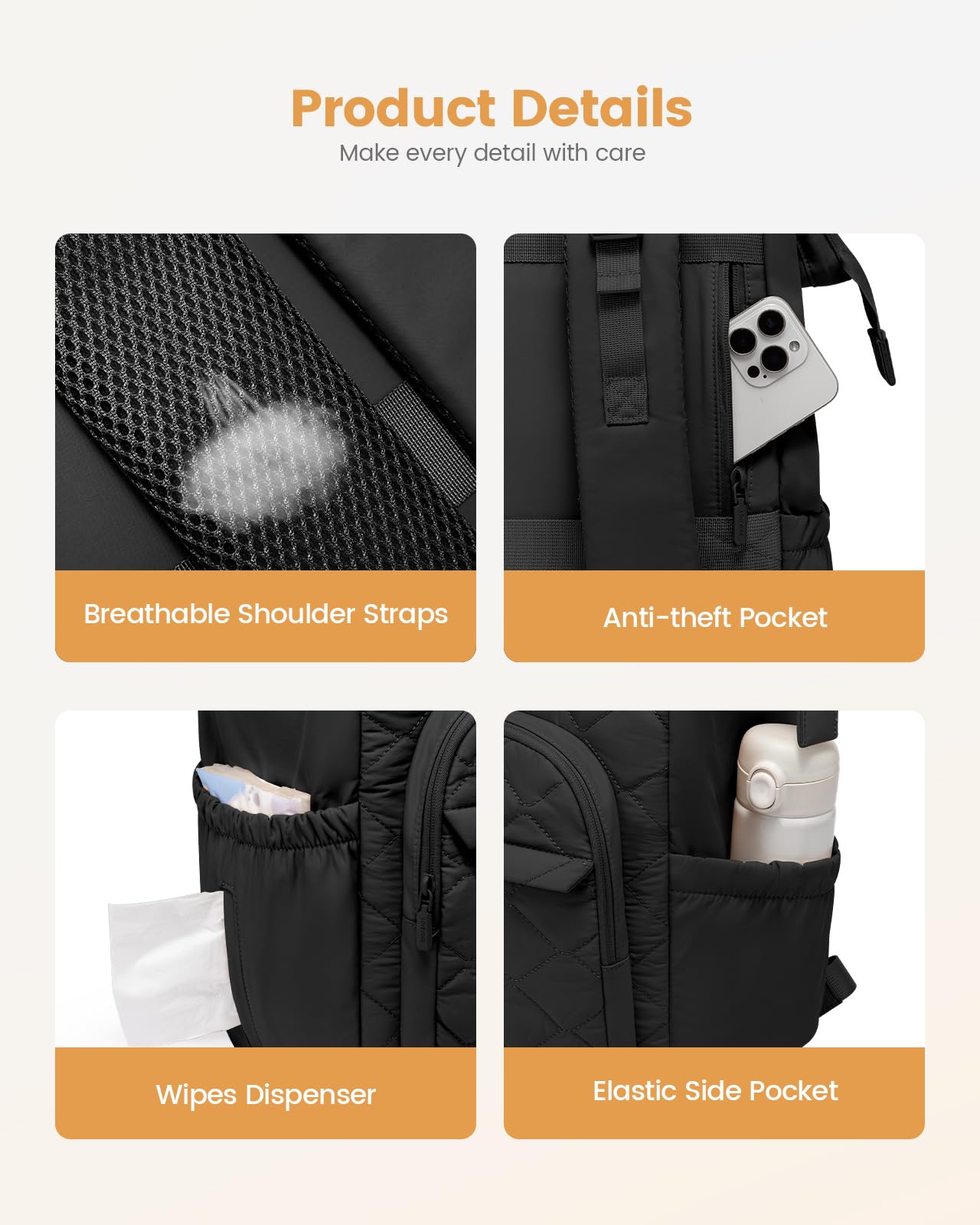 LOVEVOOK black modern style diaper backpack complements outfits while staying functional.