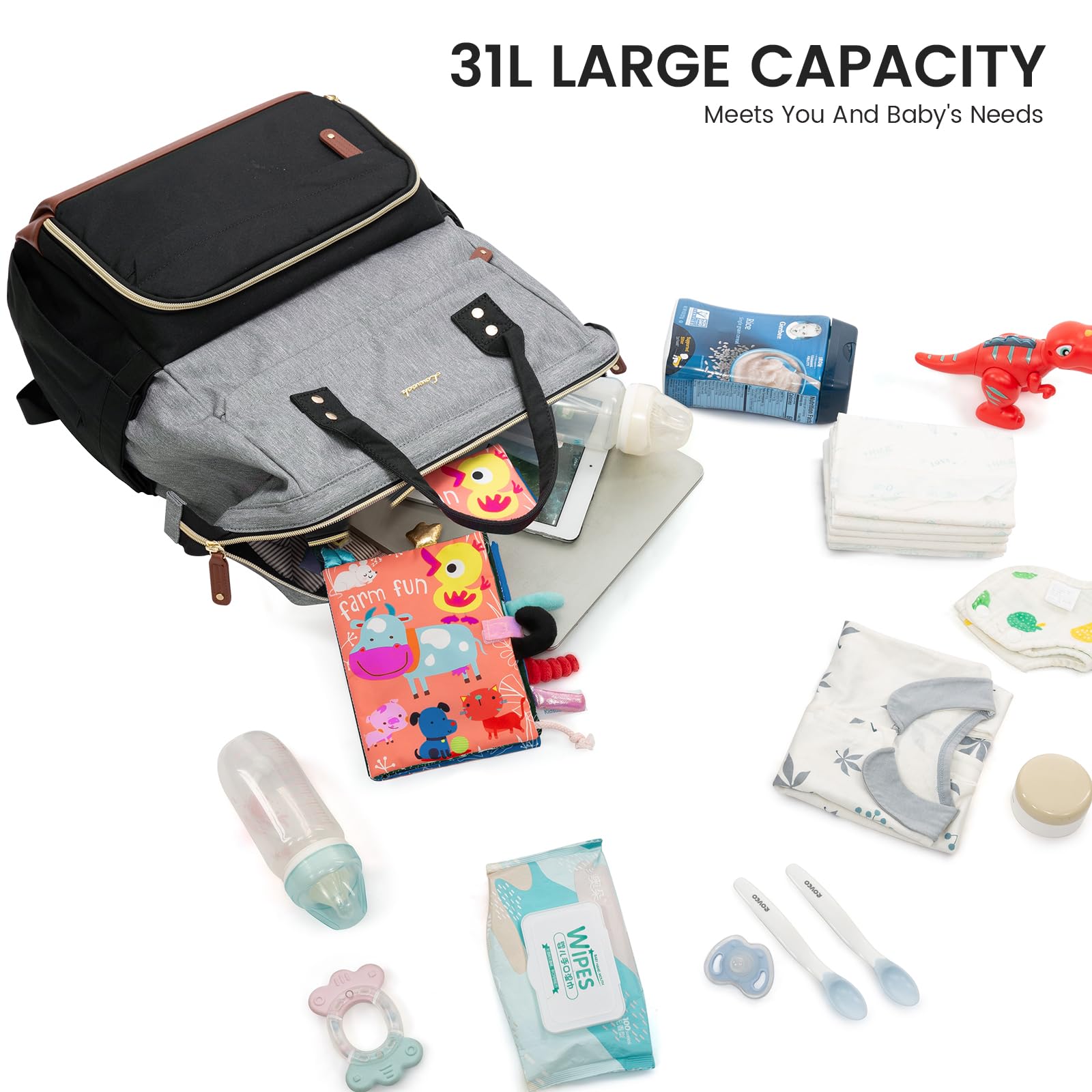 LOVEVOOK diaper bag backpack ergonomic design provides comfortable daily use.