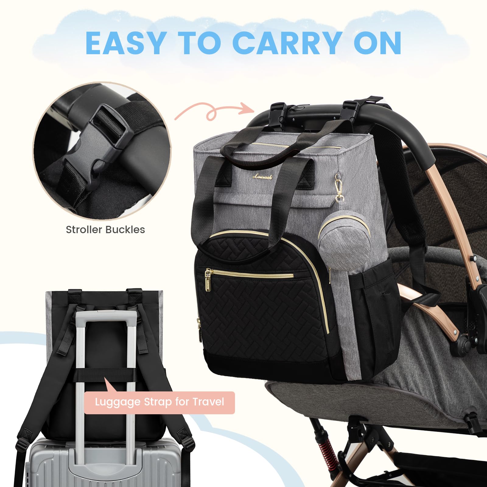 LOVEVOOK diaper bag backpack foldable changing pad unfolds into a clean changing surface.