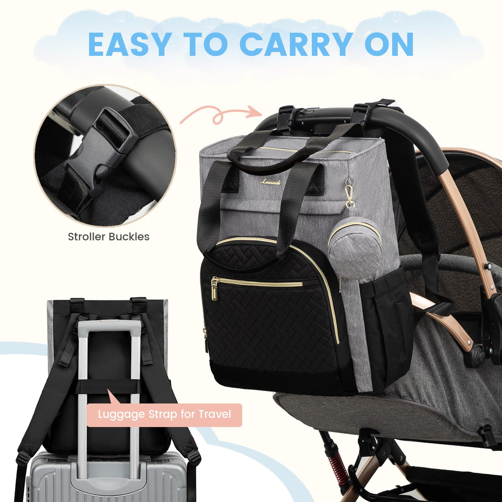LOVEVOOK diaper bag backpack foldable changing pad unfolds into a clean changing surface.