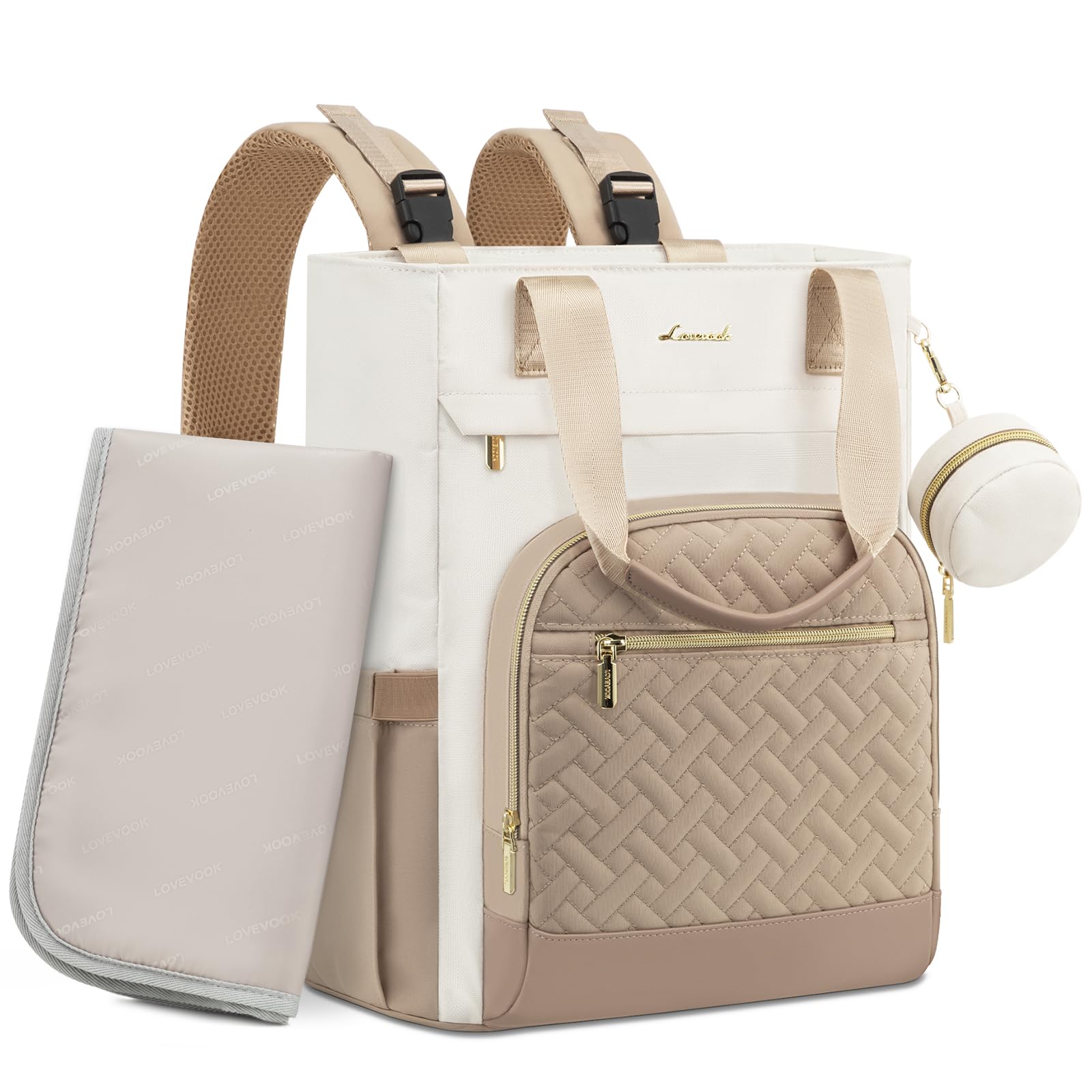 LOVEVOOK diaper bag backpack foldable changing pad for on-the-go diaper changes