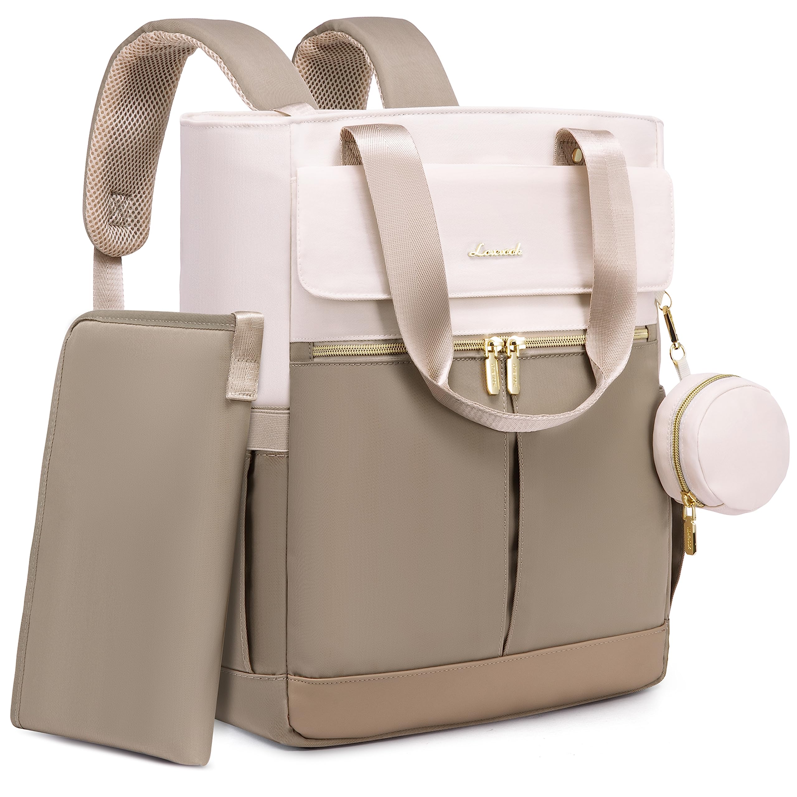 LOVEVOOK diaper bag backpack front view highlighting organized pockets for baby gear and mom necessities