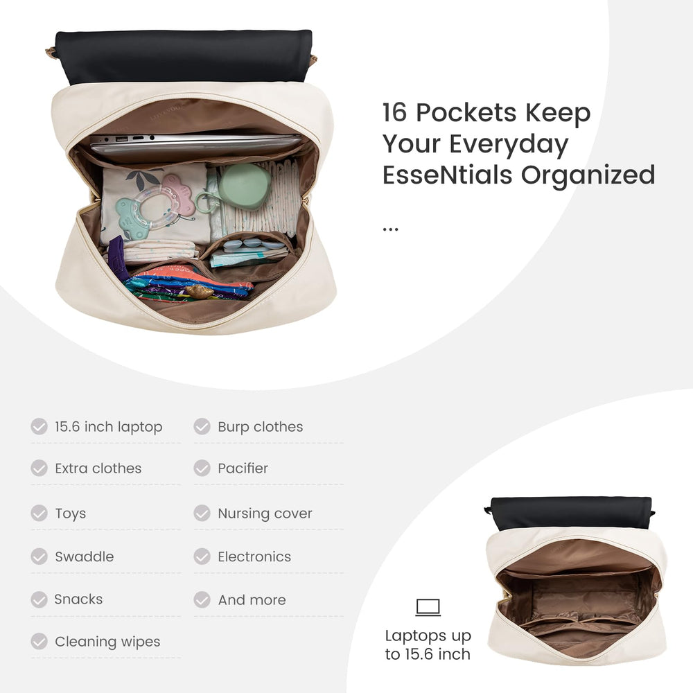 LOVEVOOK diaper bag backpack cushioned laptop compartment for work on the road.