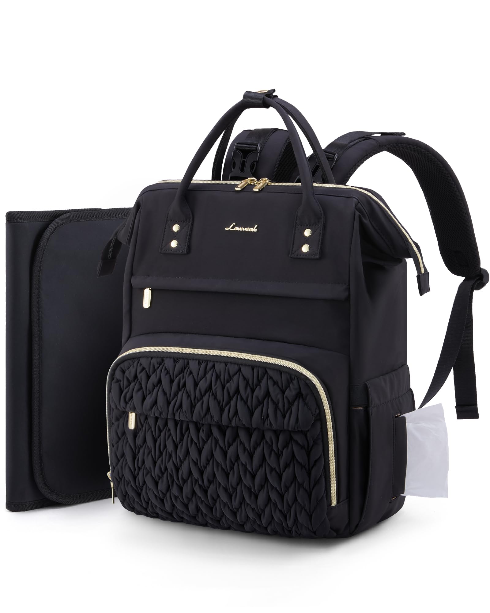 LOVEVOOK diaper bag backpack demonstrates large capacity for organizing baby essentials on the go