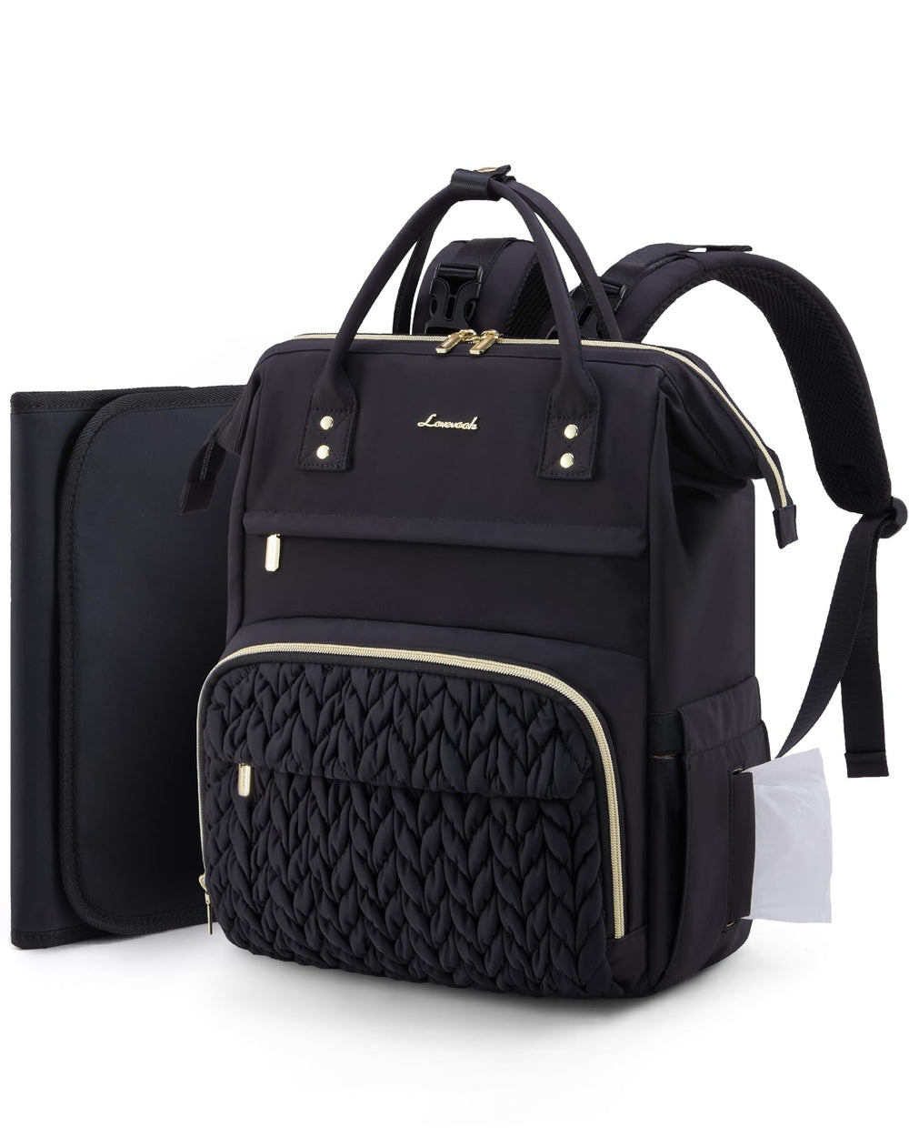 LOVEVOOK diaper bag backpack demonstrates large capacity for organizing baby essentials on the go