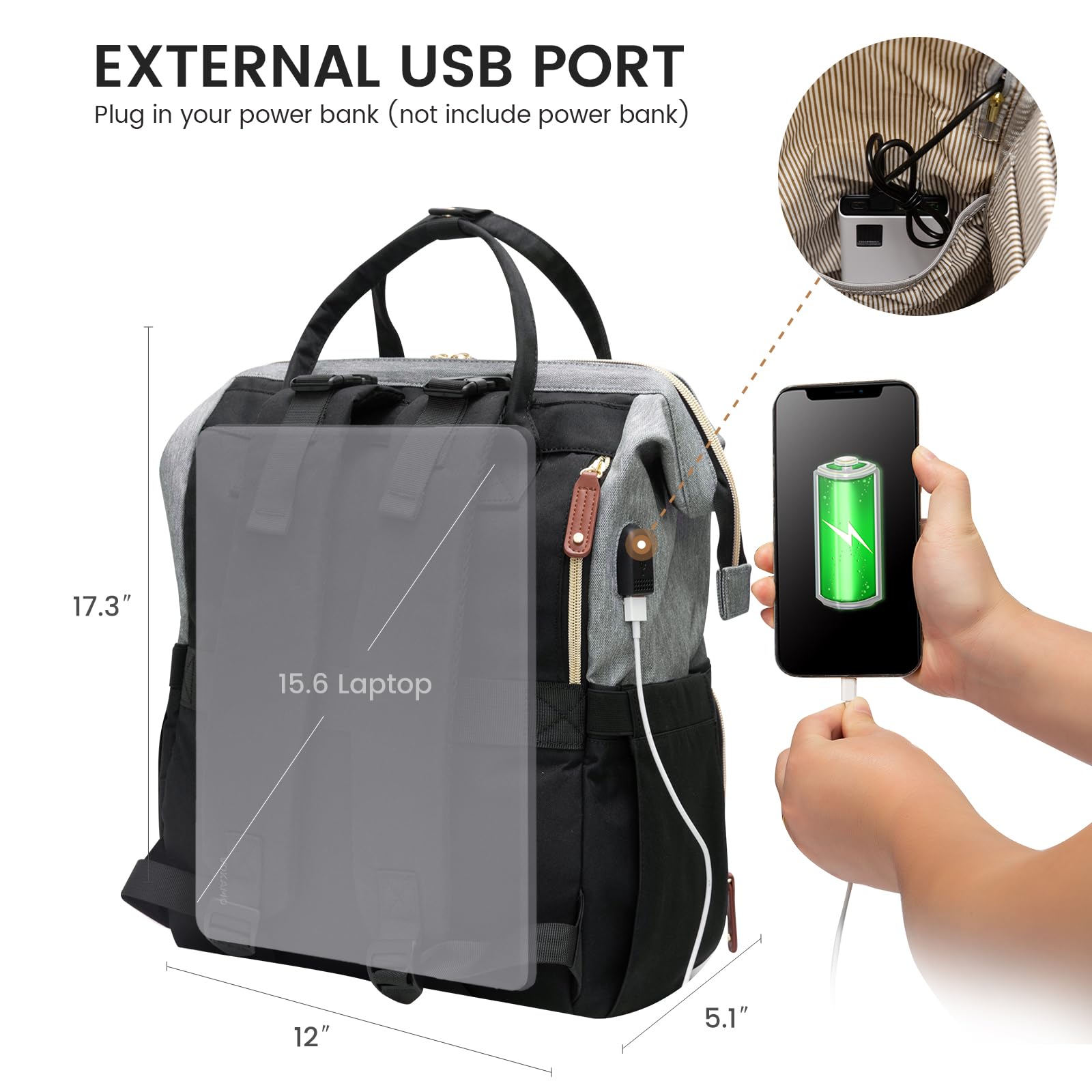 LOVEVOOK diaper bag backpack luggage strap enables easy airport or travel transitions.