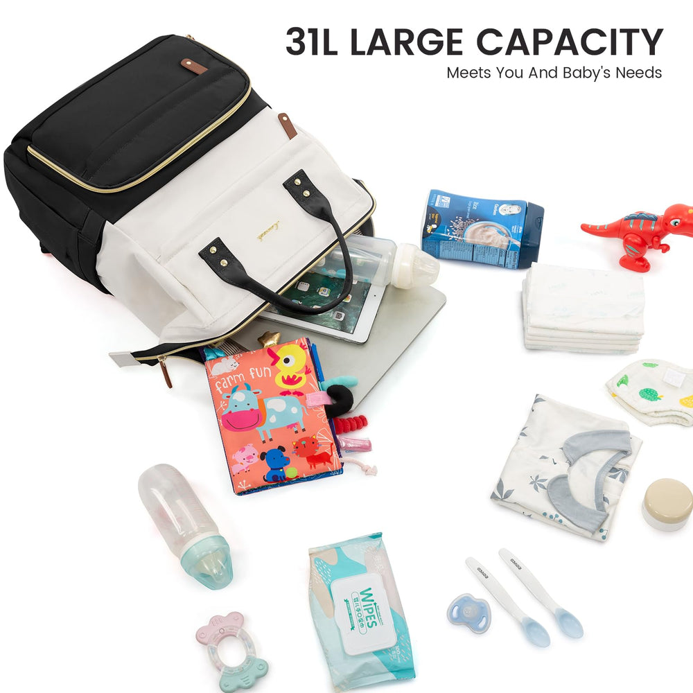 LOVEVOOK diaper bag backpack organized interior showcases 16 pockets for everything you need.