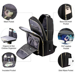 LOVEVOOK diaper bag backpack with stroller buckle demonstrates hands-free convenience during outings