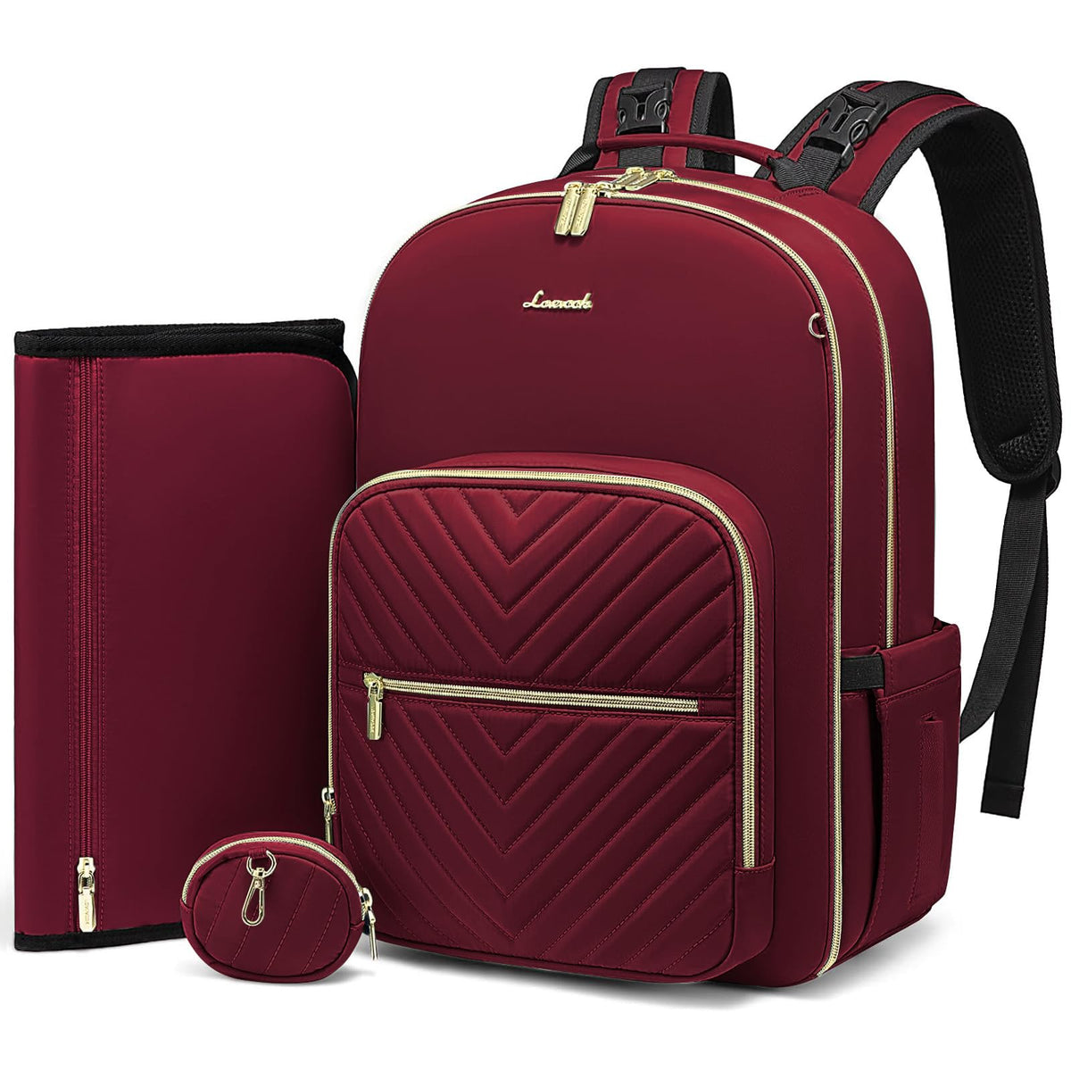 LOVEVOOK diaper bag backpack quilted design offers organized storage for baby essentials on the go.