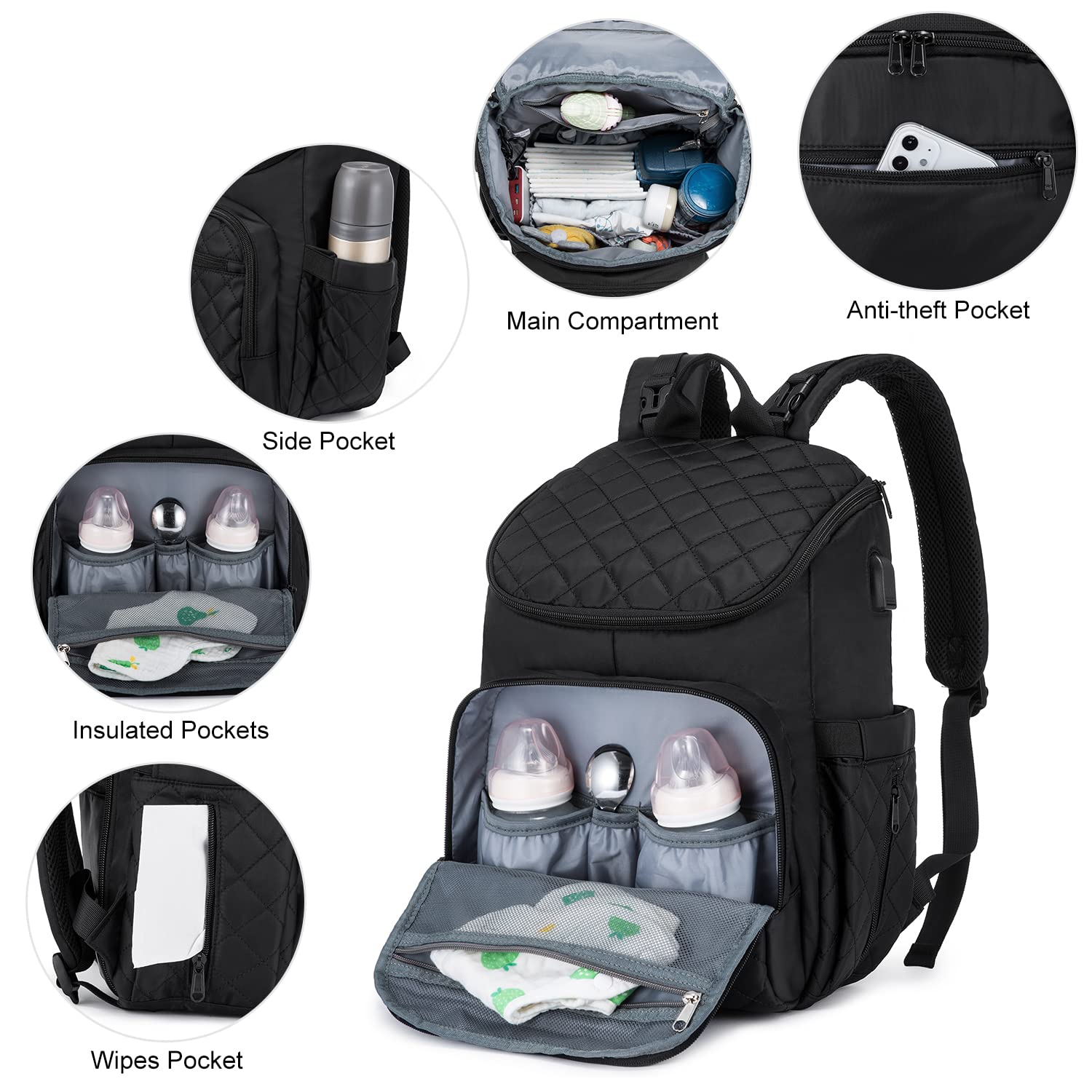 LOVEVOOK diaper bag backpack stroller attachment for hands-free transport