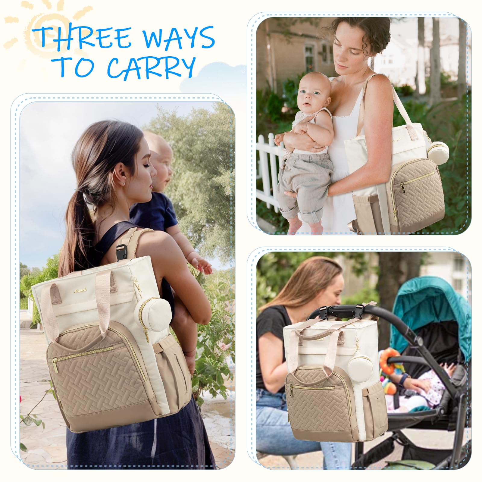 LOVEVOOK diaper bag backpack stroller strap keeps bag secure on stroller outings