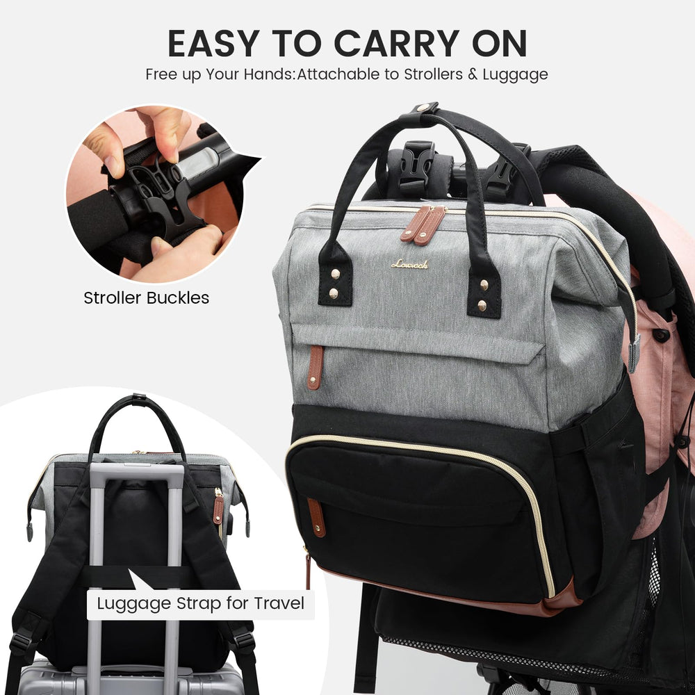 LOVEVOOK diaper bag backpack stroller straps attach securely for hands-free outings.