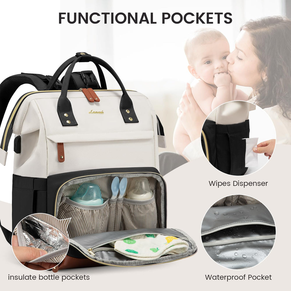 LOVEVOOK diaper bag backpack waterproof material keeps contents dry in rain or spills.