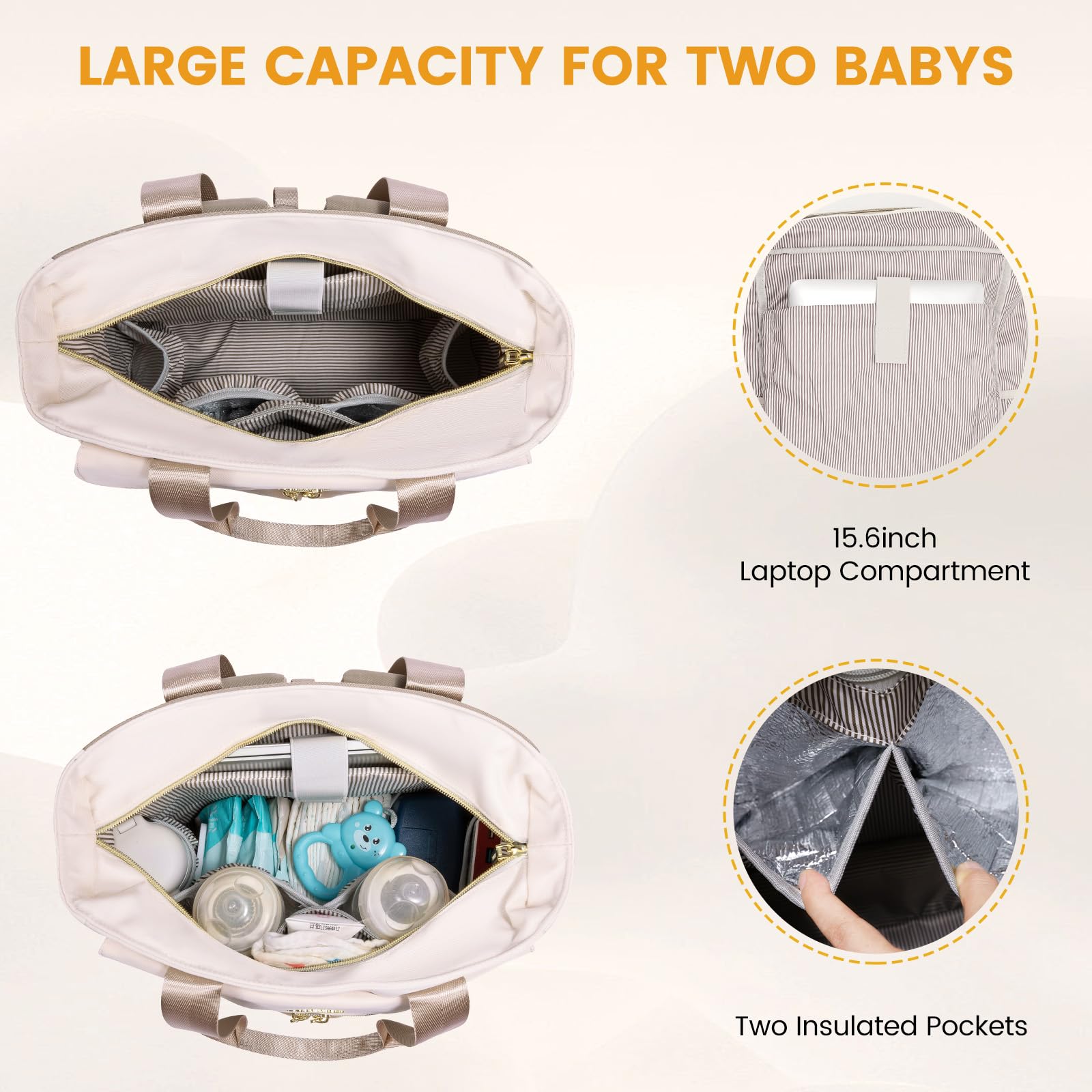 LOVEVOOK diaper bag changing pad provides a clean cushioned surface during diaper changes