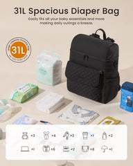 LOVEVOOK diaper bag durable material and water resistance support daily travel.