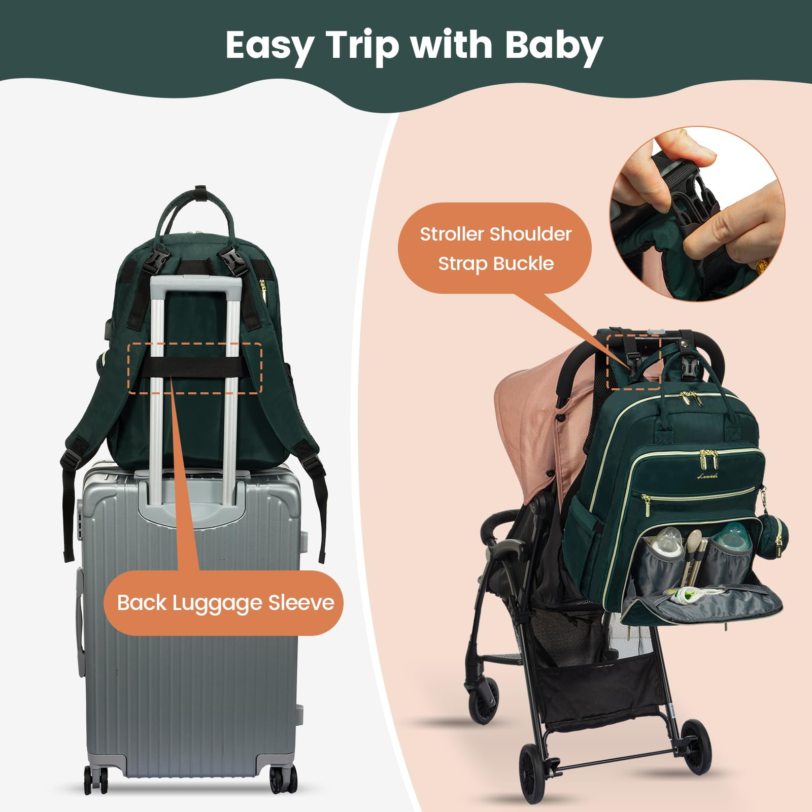 LOVEVOOK ergonomic padded straps reduce fatigue on long trips.