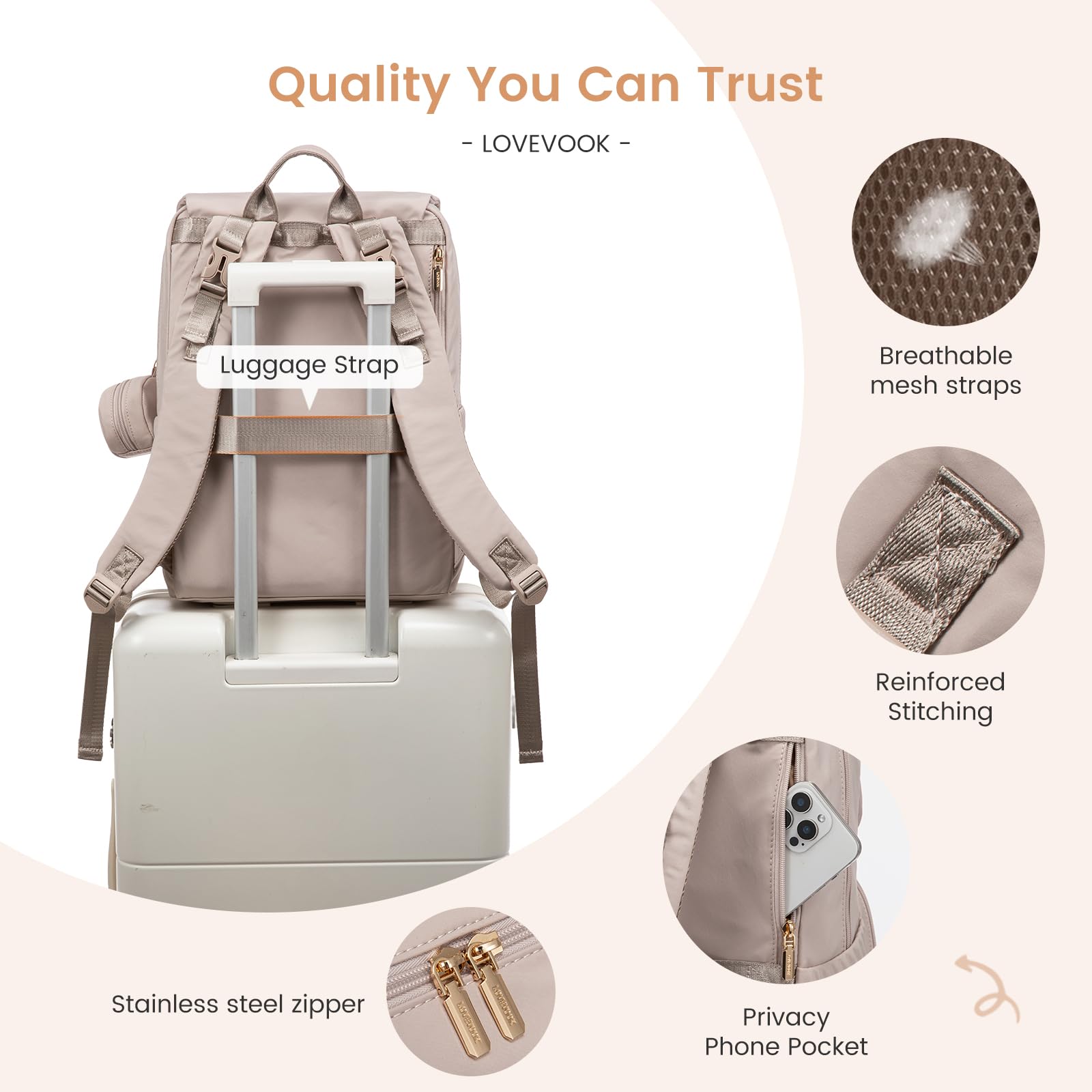 LOVEVOOK diaper bag insulated bottle compartments keep feeds at the right temperature.