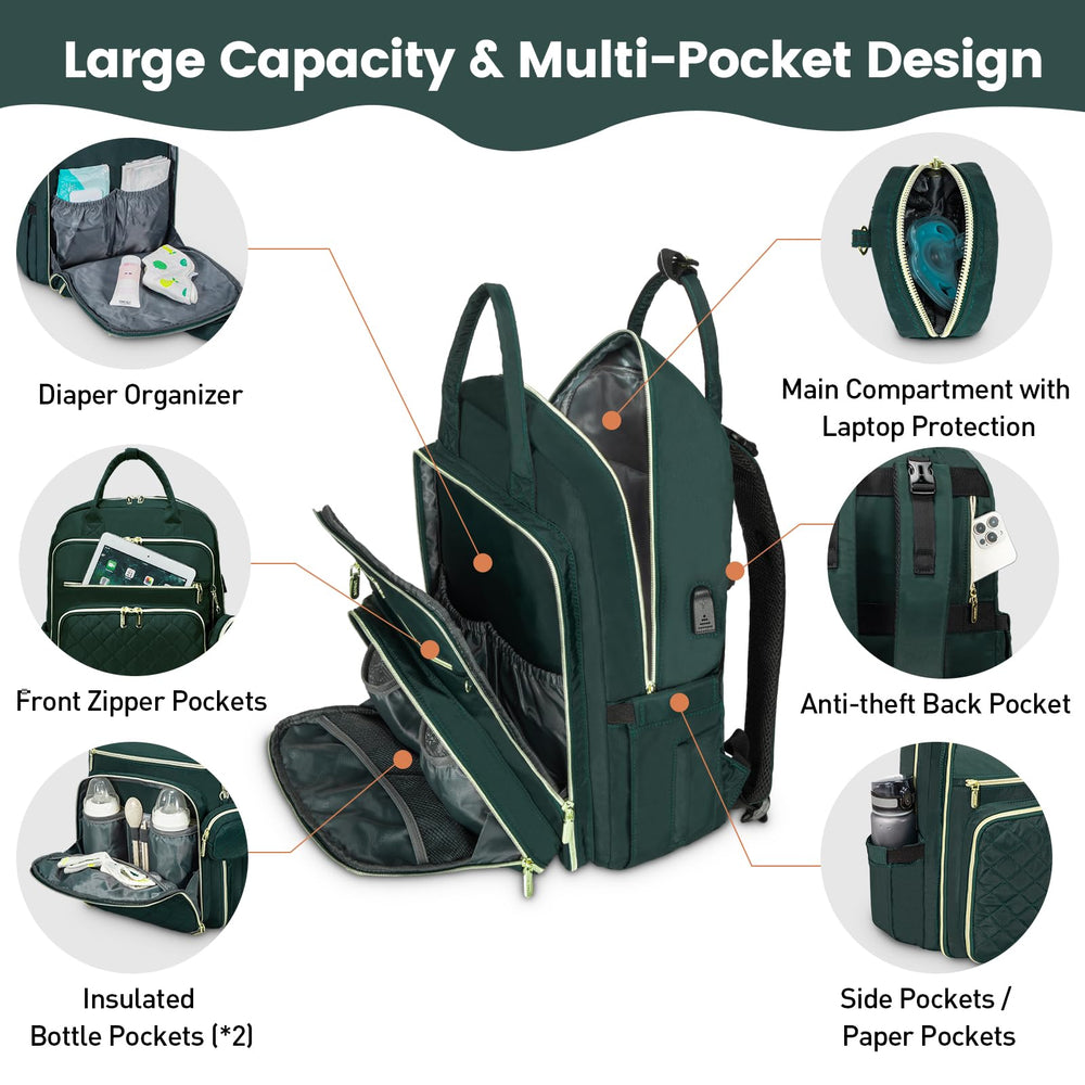 LOVEVOOK large-capacity bag with 18 pockets keeps baby gear neatly organized.